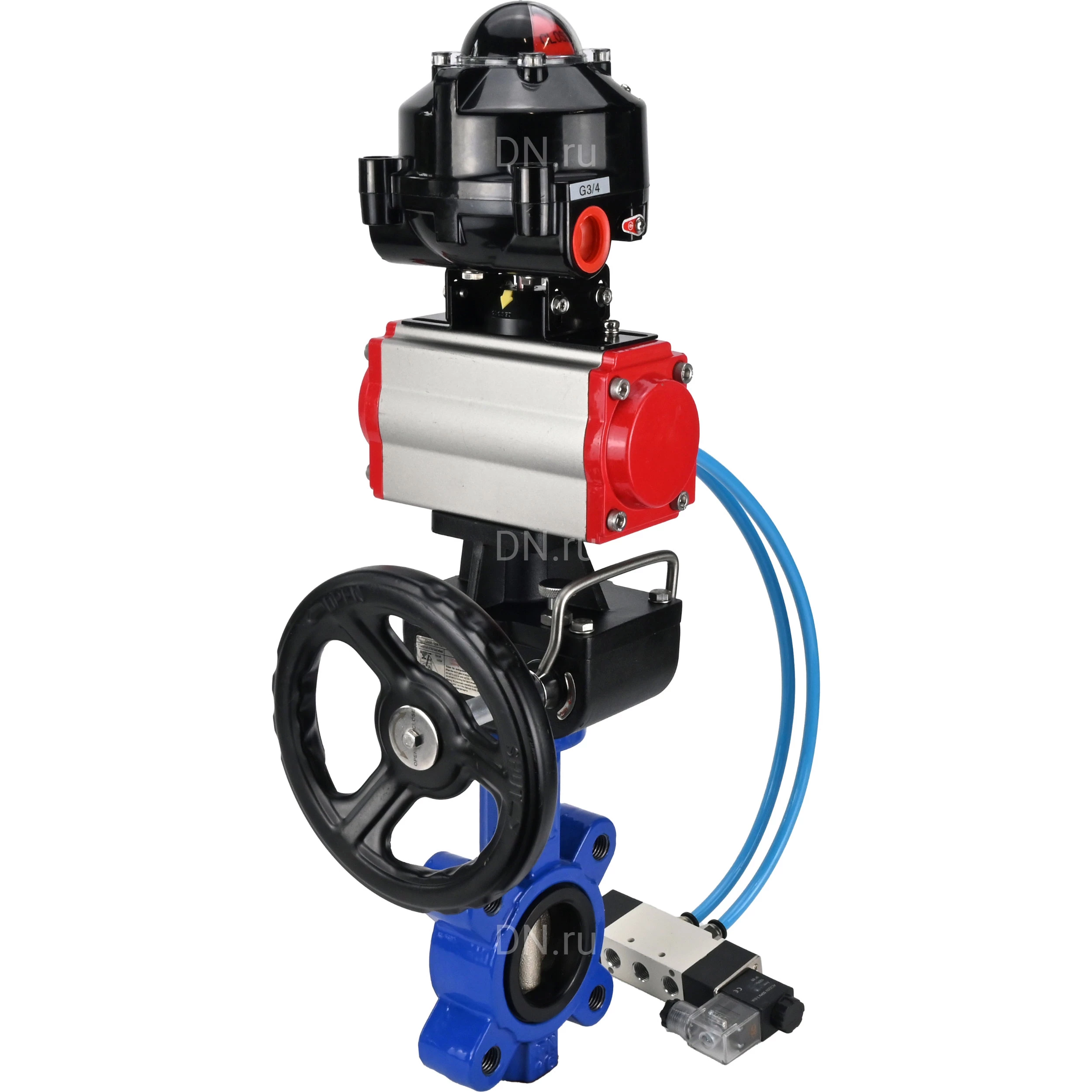 Изображение товара Затвор дисковый поворотный DN.ru WBV1616E-2W-Fb-H Ду50 Ру16 с пневмоприводом