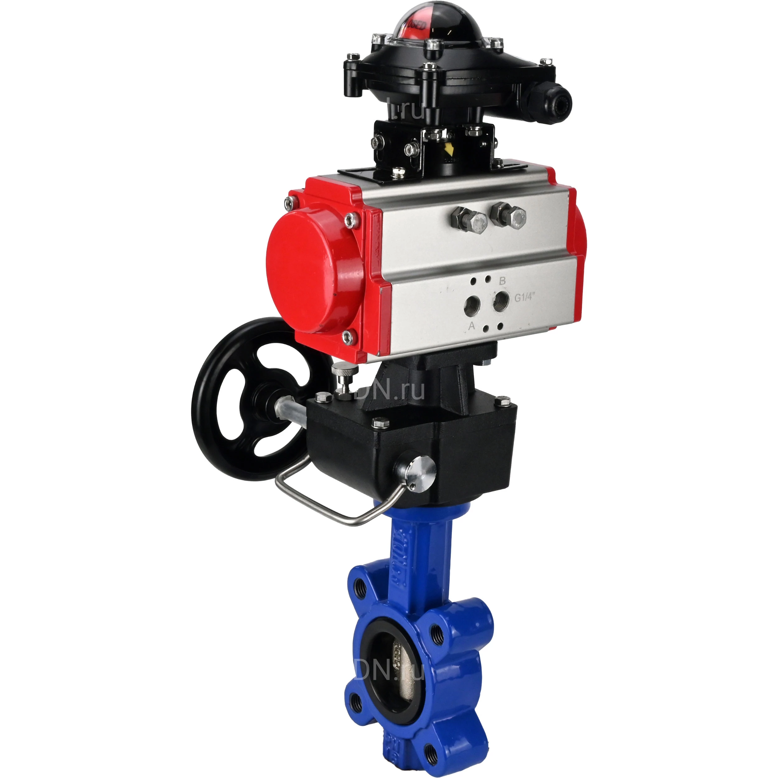 Изображение товара Затвор дисковый поворотный DN.ru WBV1616N-2W-Fb-H Ду50 Ру16 с пневмоприводом