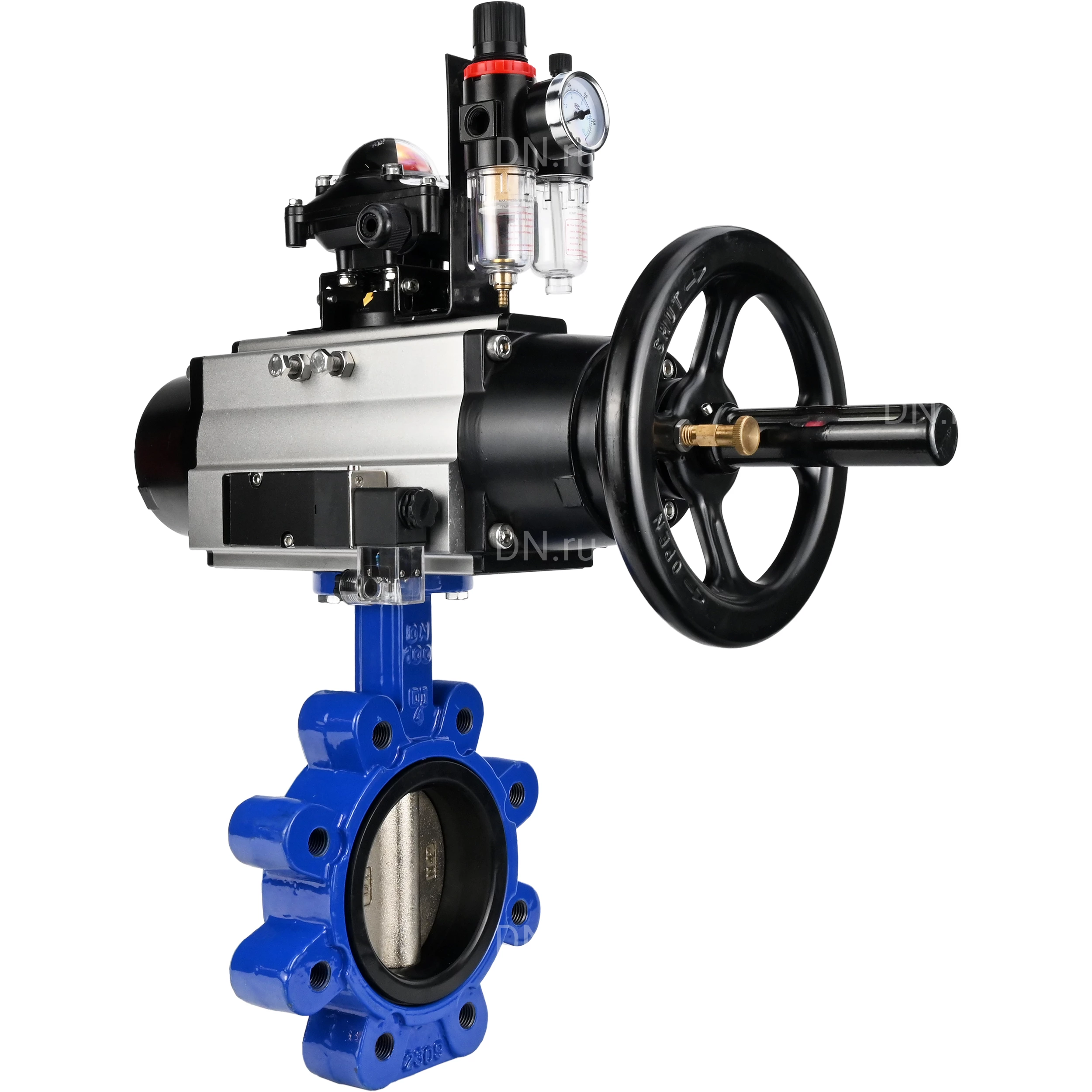 Изображение товара Дисковый поворотный затвор DN.ru WBV1616N-2W-Fb-H Ду150 Ру16 межфланцевый чугун