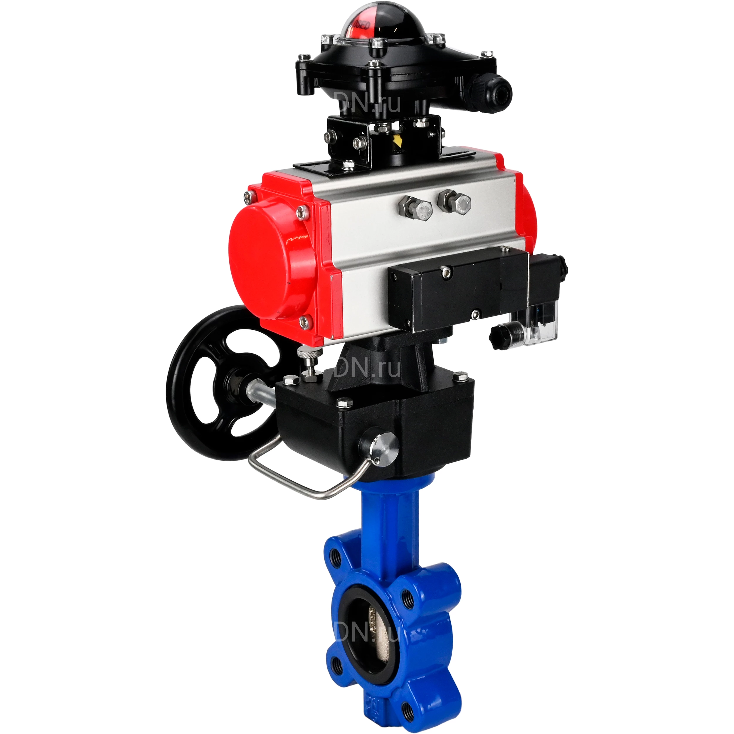 Изображение товара Затвор дисковый поворотный DN.ru Ду100 с пневмоприводом и автоматикой