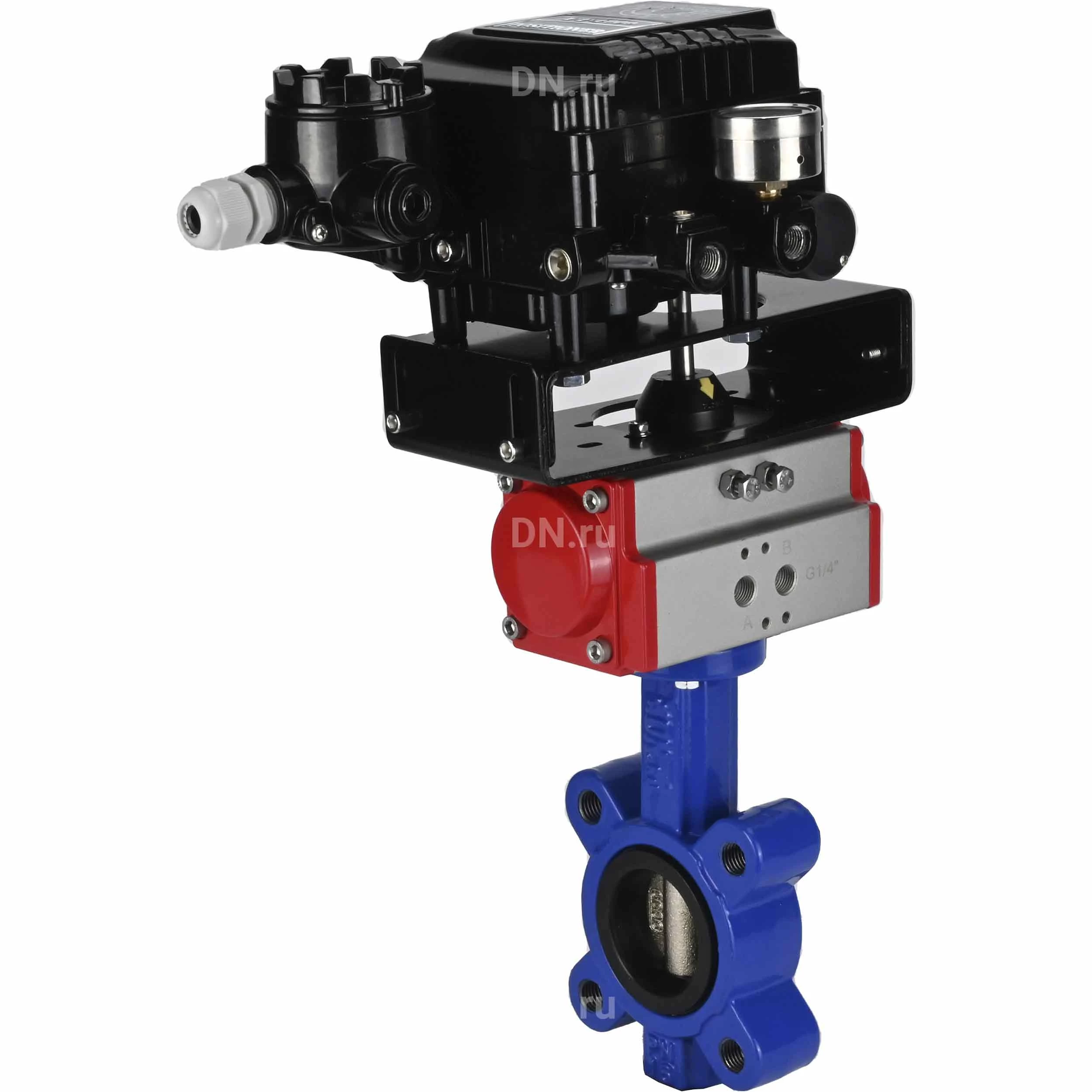 Изображение товара Затвор дисковый поворотный DN.ru Ду65 Ру16 с пневмоприводом и позиционером