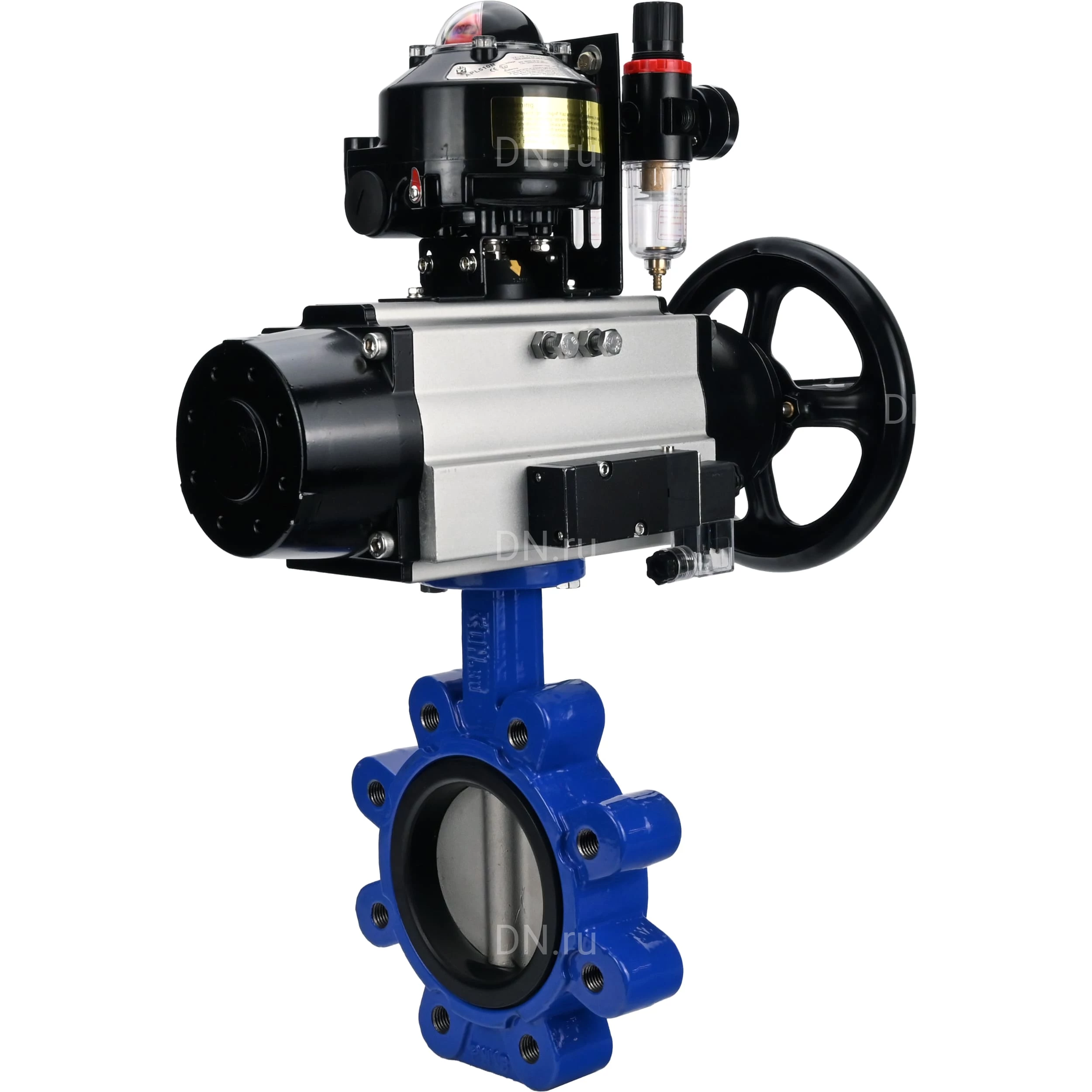 Изображение товара Затвор дисковый поворотный DN.ru WBV1631N-2W-Fb-H Ду150 Ру16 с пневмоприводом