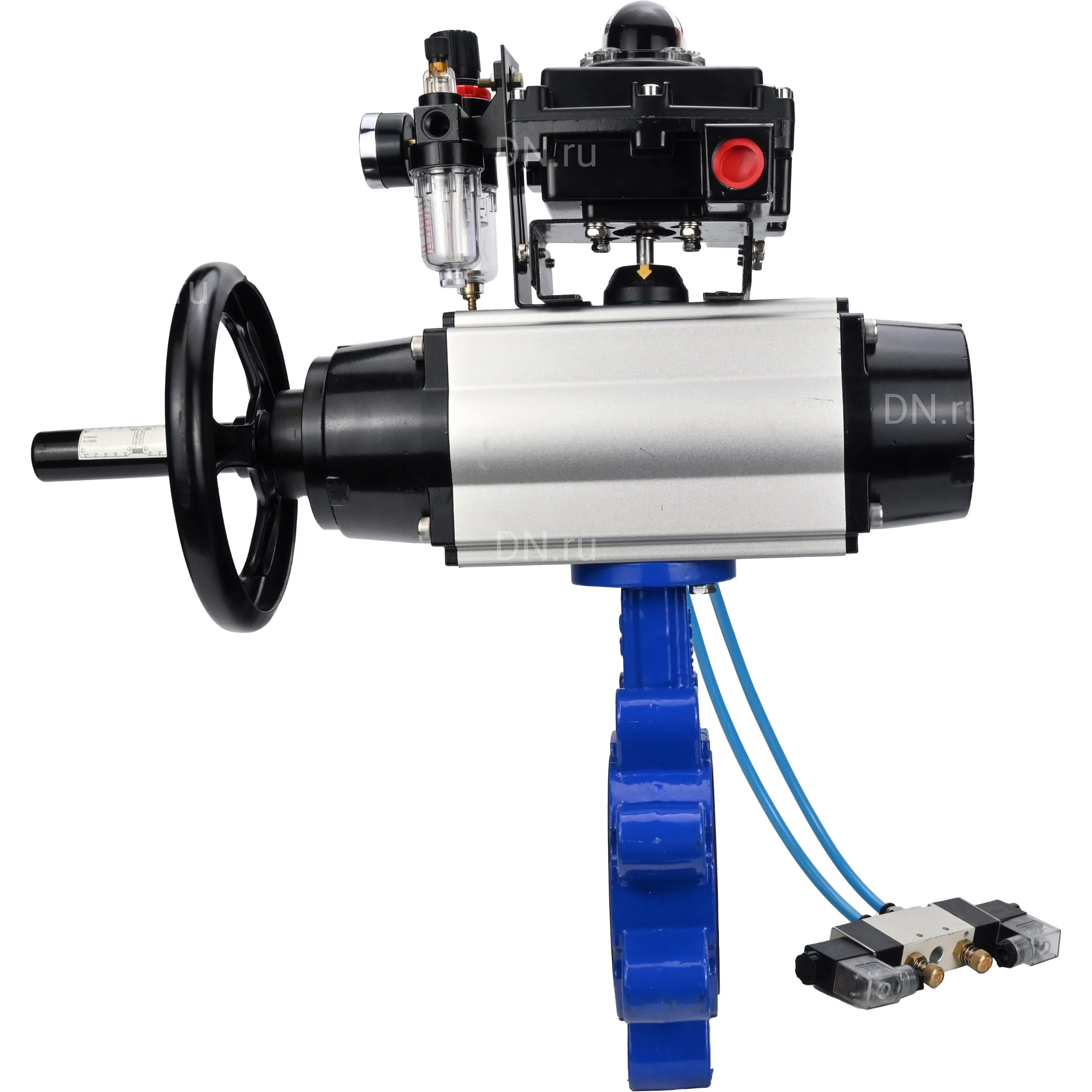 Изображение товара Затвор дисковый поворотный DN.ru WBV1631N Ду150 Ру16 LUG корпус с пневмоприводом