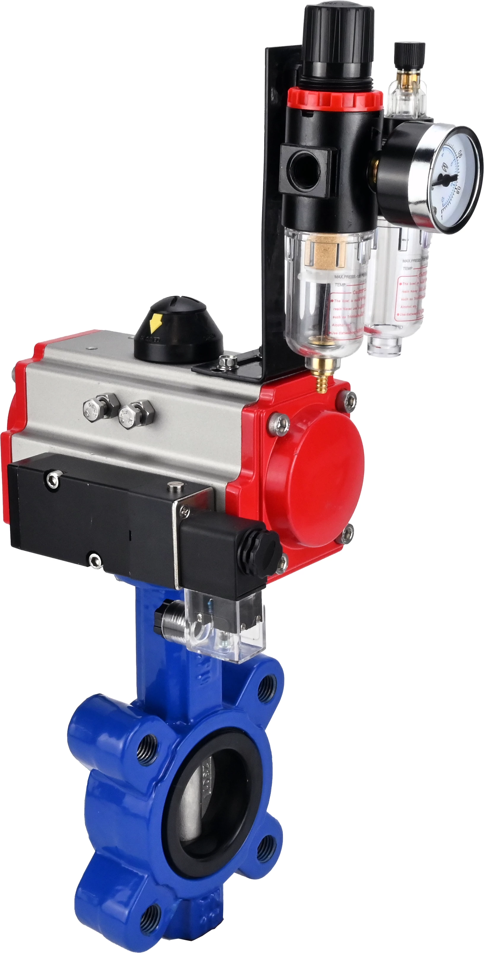 Изображение товара Затвор дисковый поворотный DN.ru WBV1631N-2W-Fb-H Ду100 с пневмоприводом