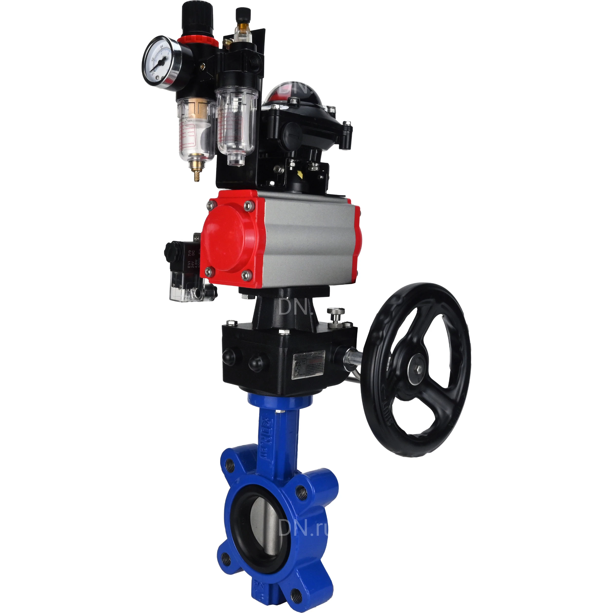 Изображение товара Затвор дисковый поворотный DN.ru WBV1631N-2W-Fb-H Ду50 червячный корпус нержавеющая сталь