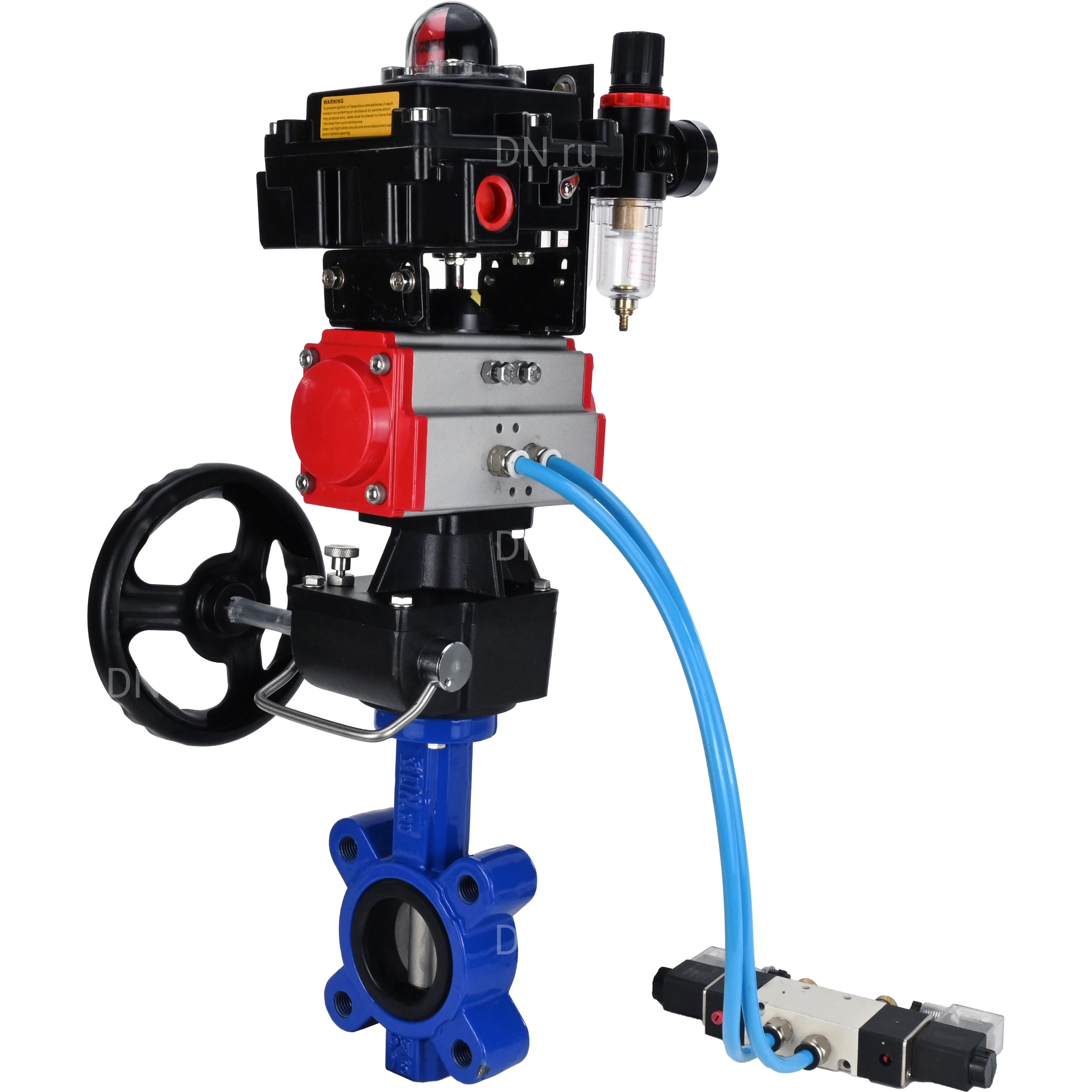 Изображение товара Затвор дисковый поворотный DN.ru WBV1631N-2W-Fb-H Ду50 с пневмоприводом для воды и воздуха