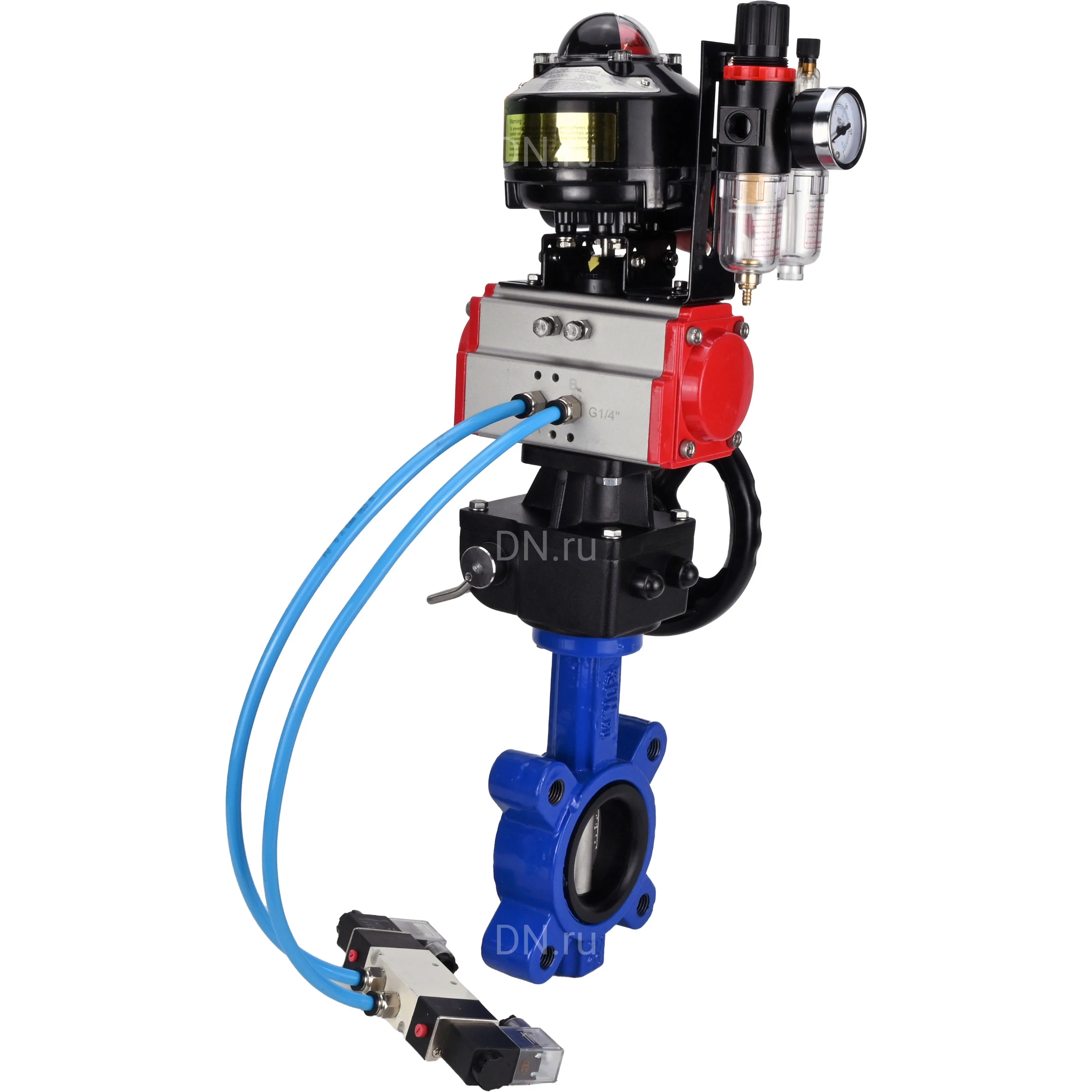 Изображение товара Затвор дисковый поворотный DN.ru WBV1631N-2W-Fb-H Ду125 Ру16 с пневмоприводом