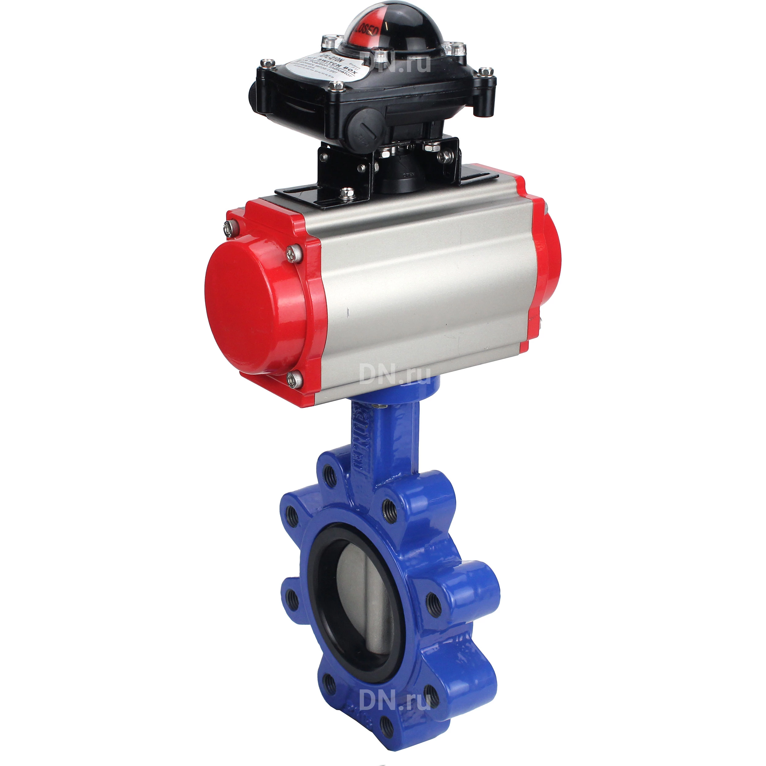 Изображение товара Затвор дисковый поворотный DN.ru WBV1631N-2W-Fb-H Ду150 Ру16 пневмопривод чугун нержавеющая сталь