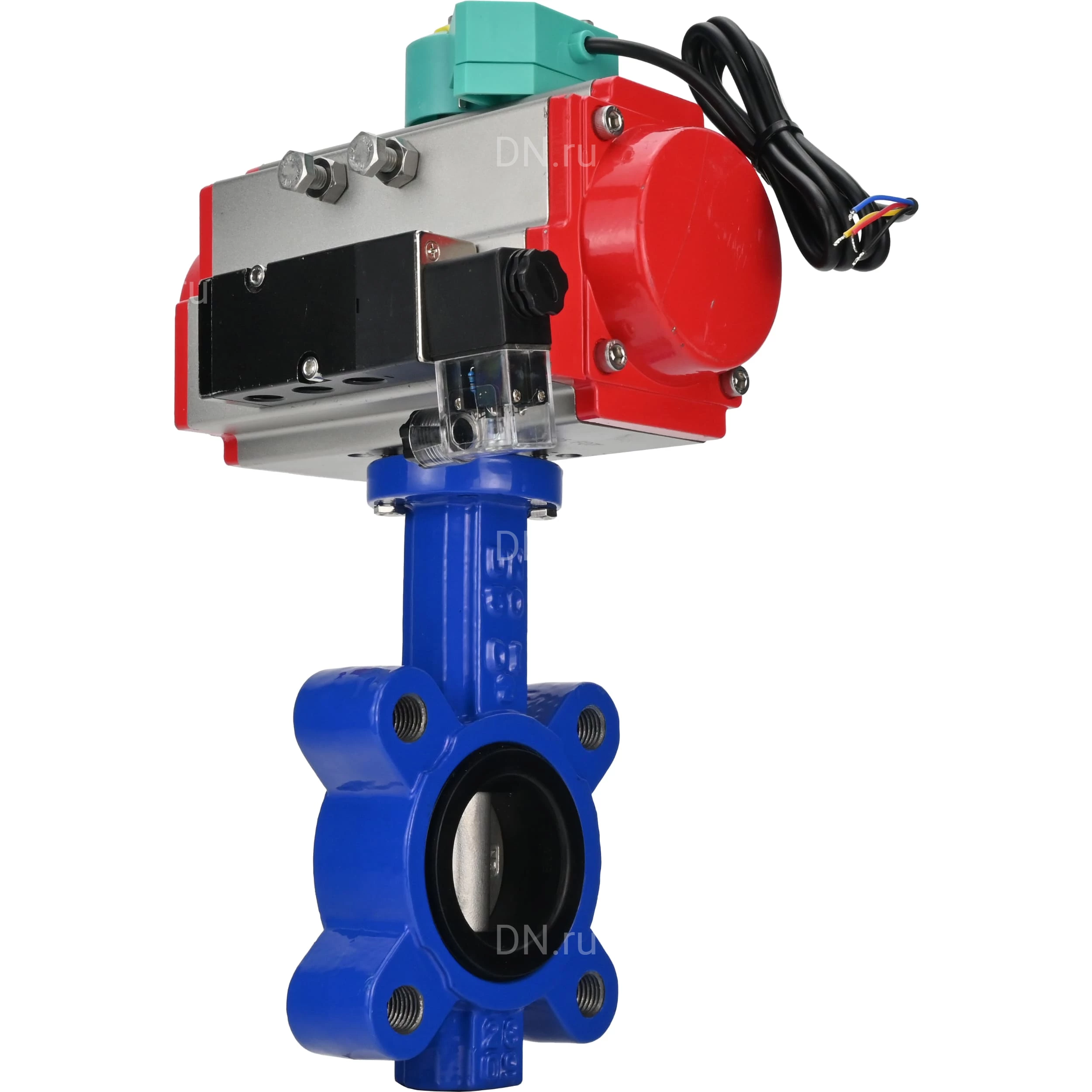 Изображение товара Затвор дисковый поворотный DN.ru WBV1631N-2W-Fb-H Ду50 межфланцевый с пневмоприводом