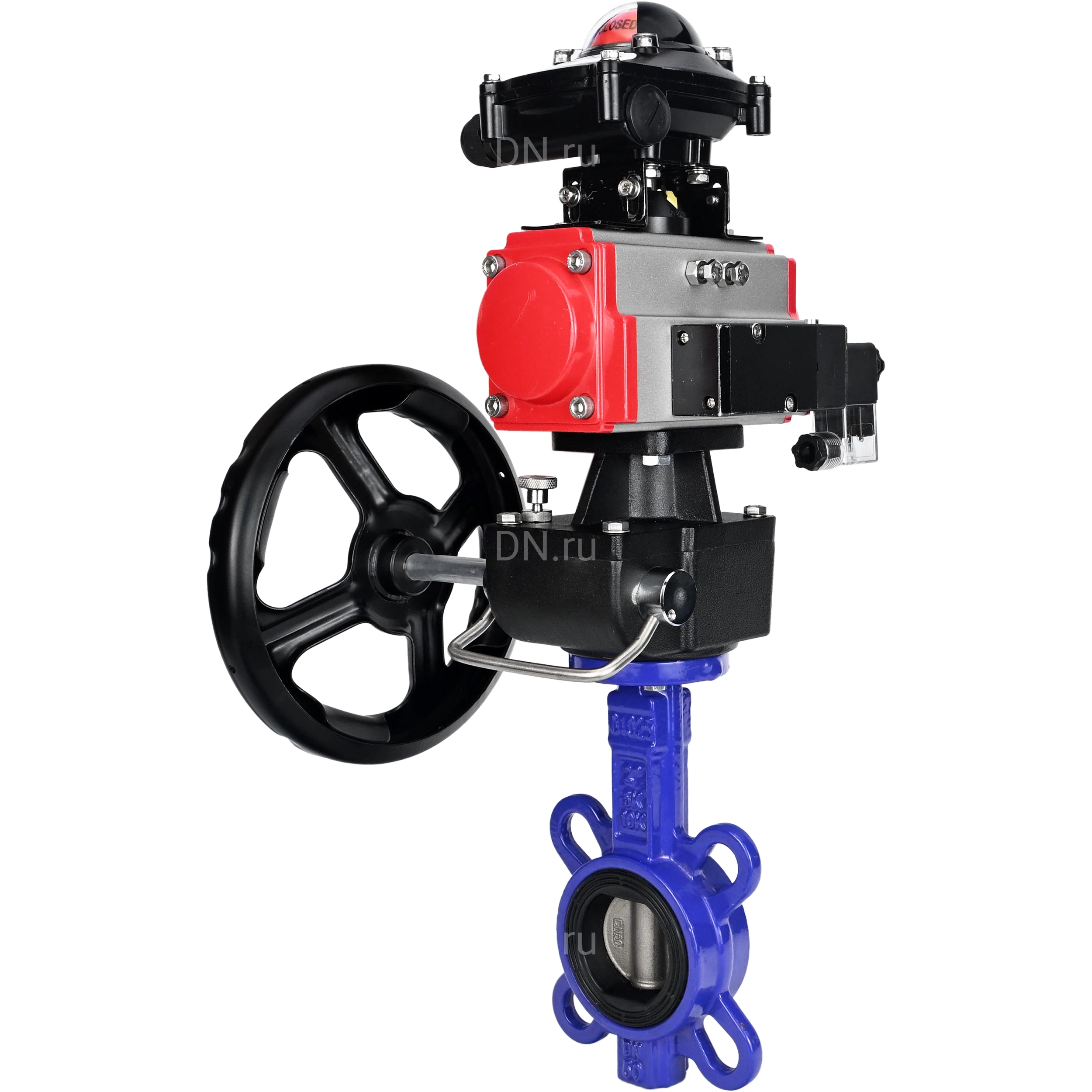 Изображение товара Затвор дисковый поворотный DN.ru WBV1632E-2W-Fb-H Ду150 Ру16 с пневмоприводом