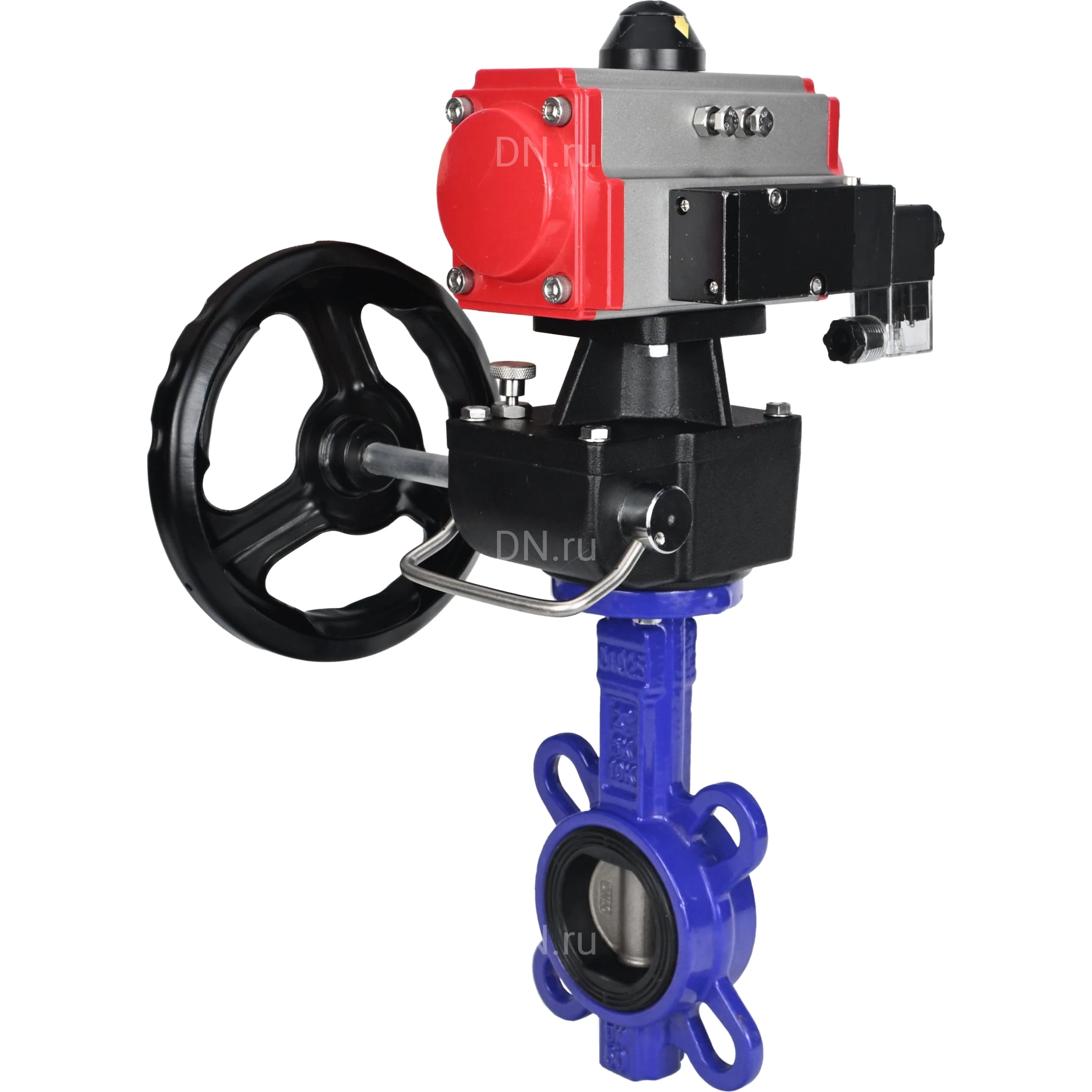 Изображение товара Затвор дисковый поворотный DN.ru WBV1632E-2W-Fb-H Ду125 Ру16 с пневмоприводом