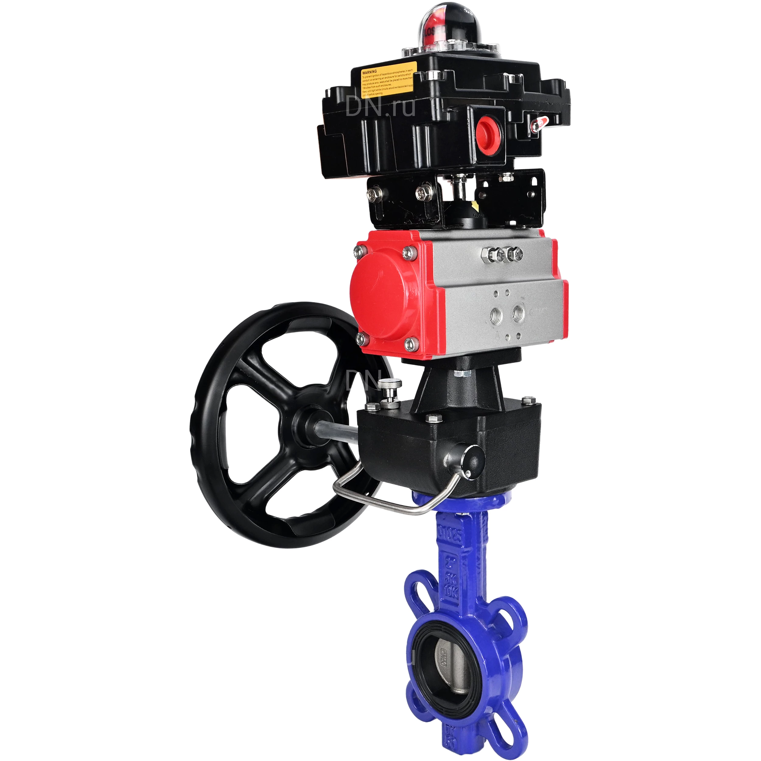 Изображение товара Затвор дисковый поворотный DN.ru WBV1632E-2W-Fb-H Ду80 Ру16 с пневмоприводом