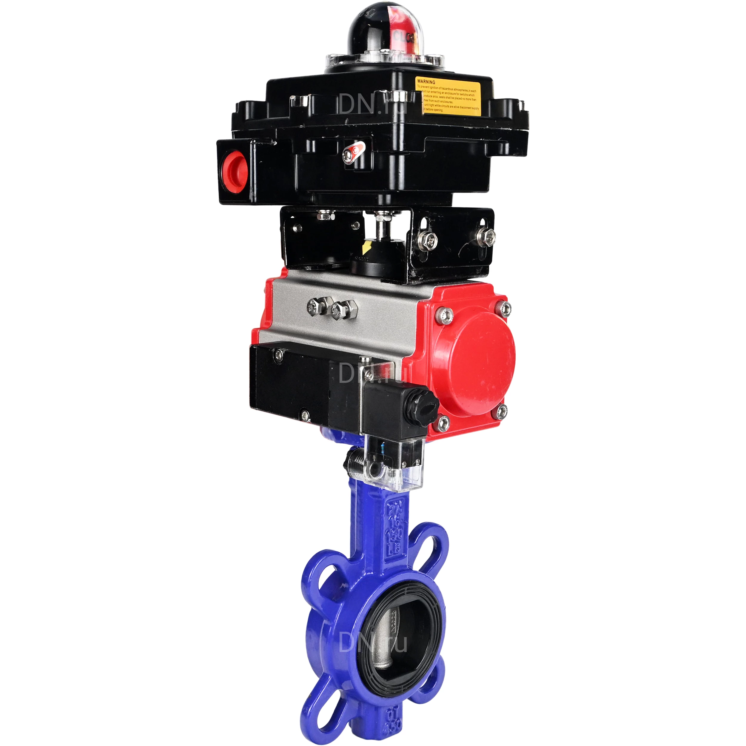 Изображение товара Затвор дисковый поворотный DN.ru WBV1632E-2W-Fb-H Ду40 Ру16 пневмопривод