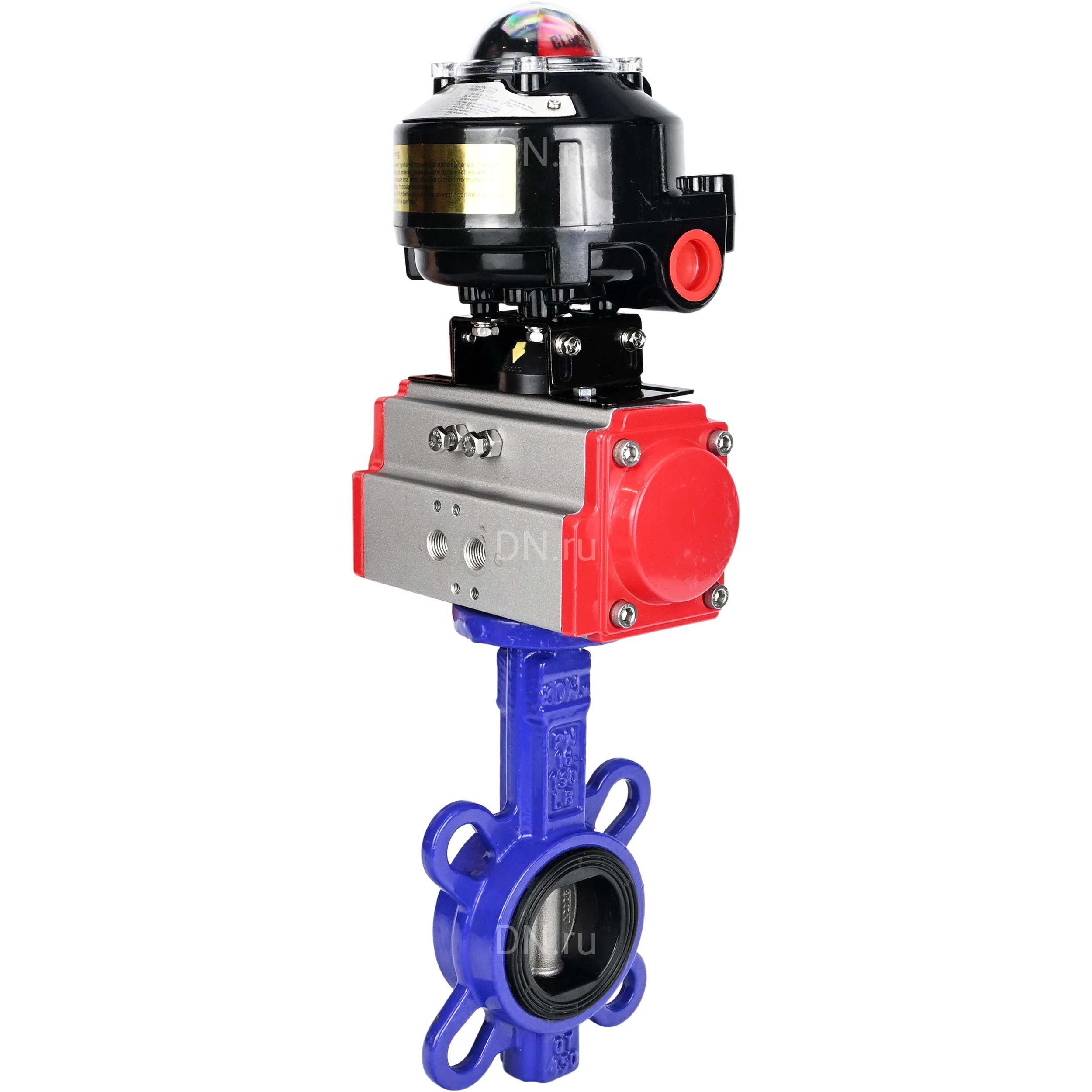 Изображение товара Затвор дисковый поворотный DN.ru WBV1632E-2W-Fb-H Ду200 Ру16 пневмопривод