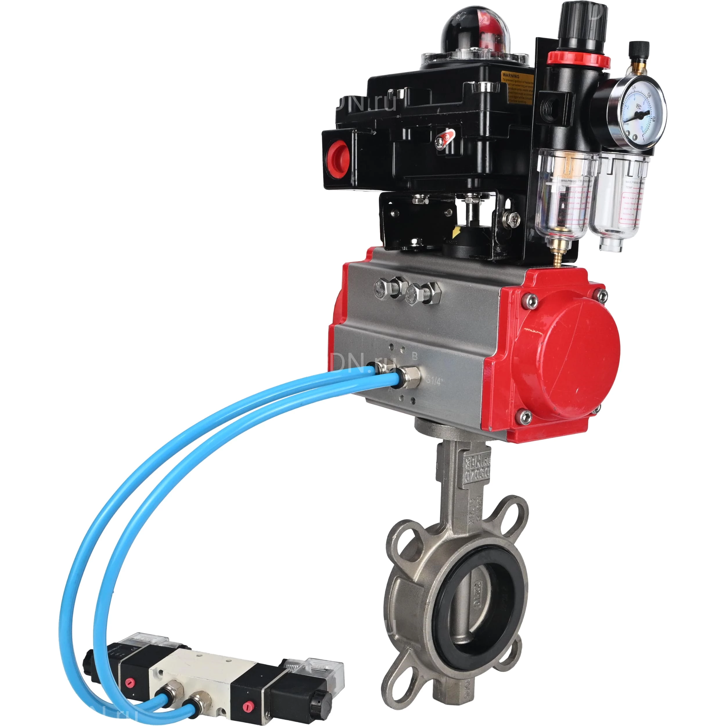 Изображение товара Затвор дисковый поворотный DN.ru WBV3131V-2W-Fb-H Ду125 Ру16 с пневмоприводом