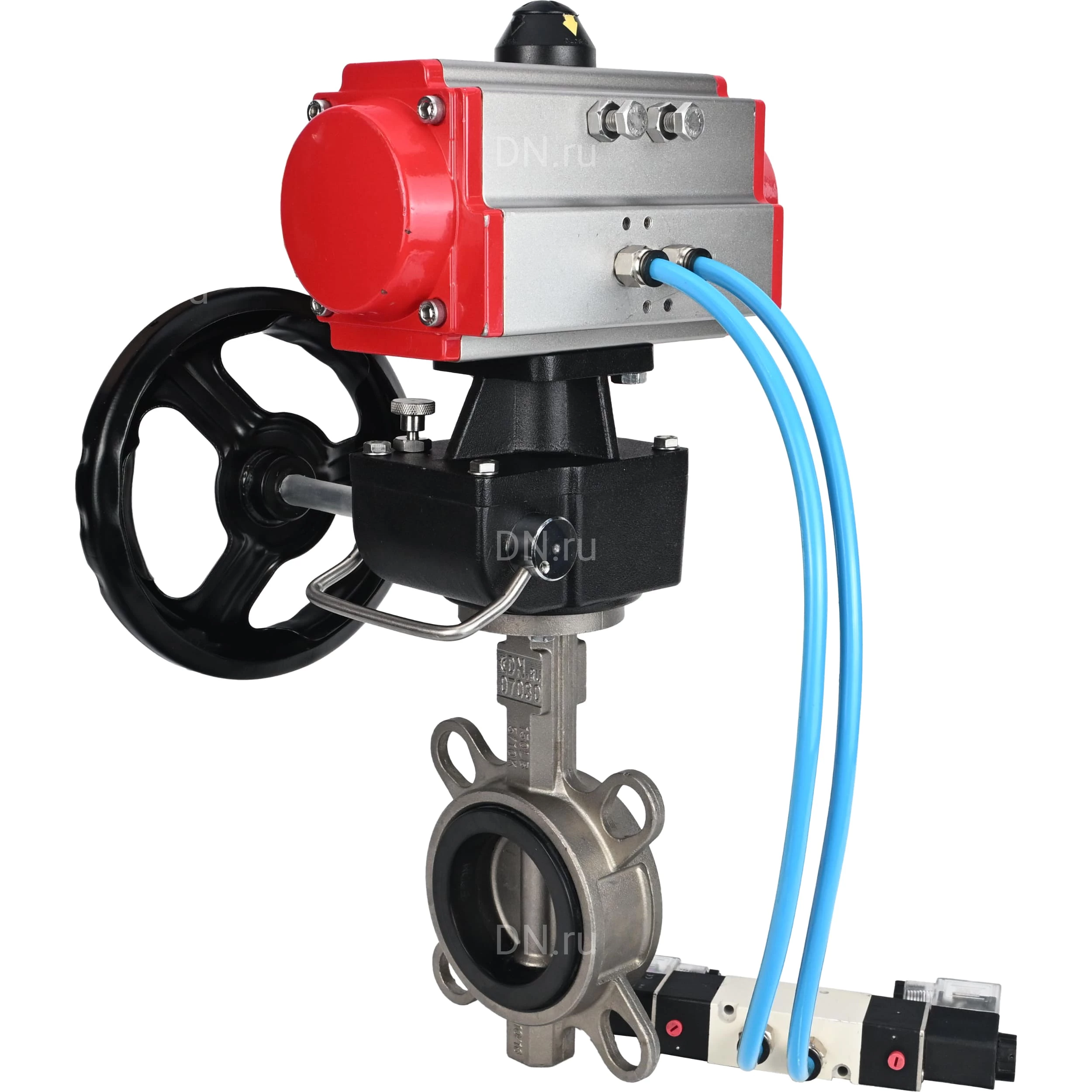 Изображение товара Затвор дисковый поворотный DN.ru WBV3131E-2W-Fb-H Ду80 Ру16 с пневмоприводом