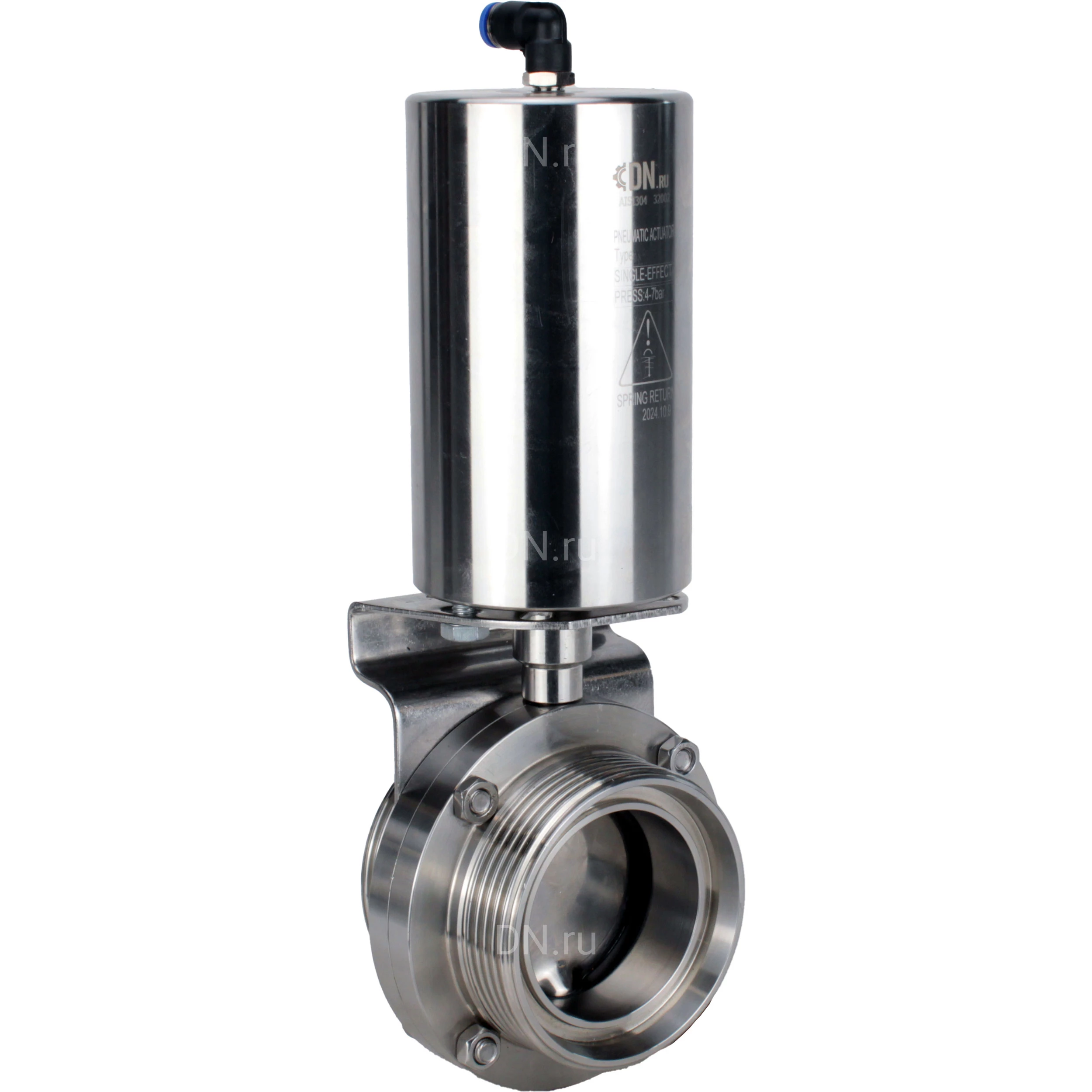 Изображение товара Затвор дисковый поворотный DN.ru WBV3131E-2W-Т-H Ду25 Ру10 пищевая нержавеющая сталь