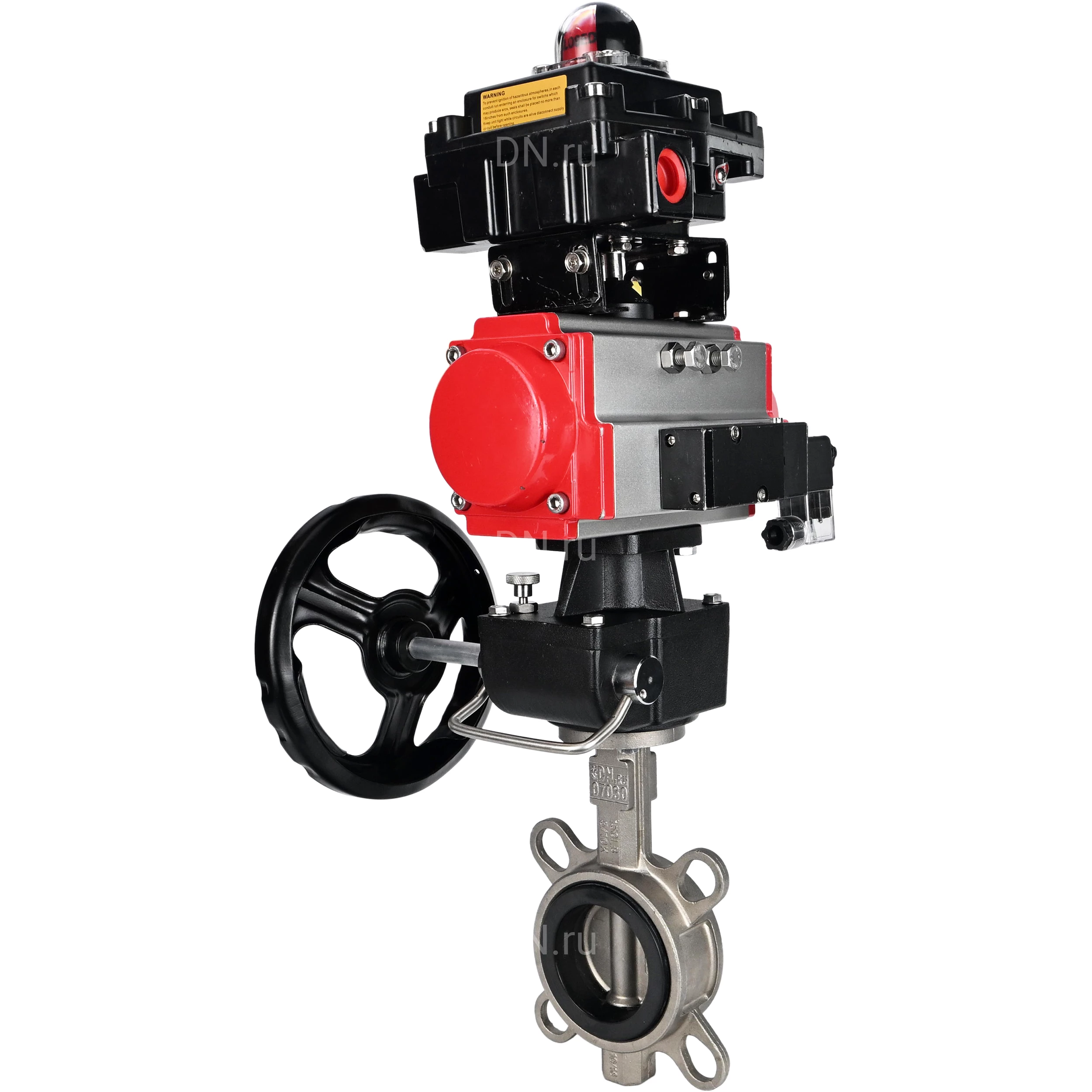 Изображение товара Дисковая поворотная задвижка DN.ru WBV3131E-2W-Fb-H Ду125 коррозионностойкая нержавеющая сталь