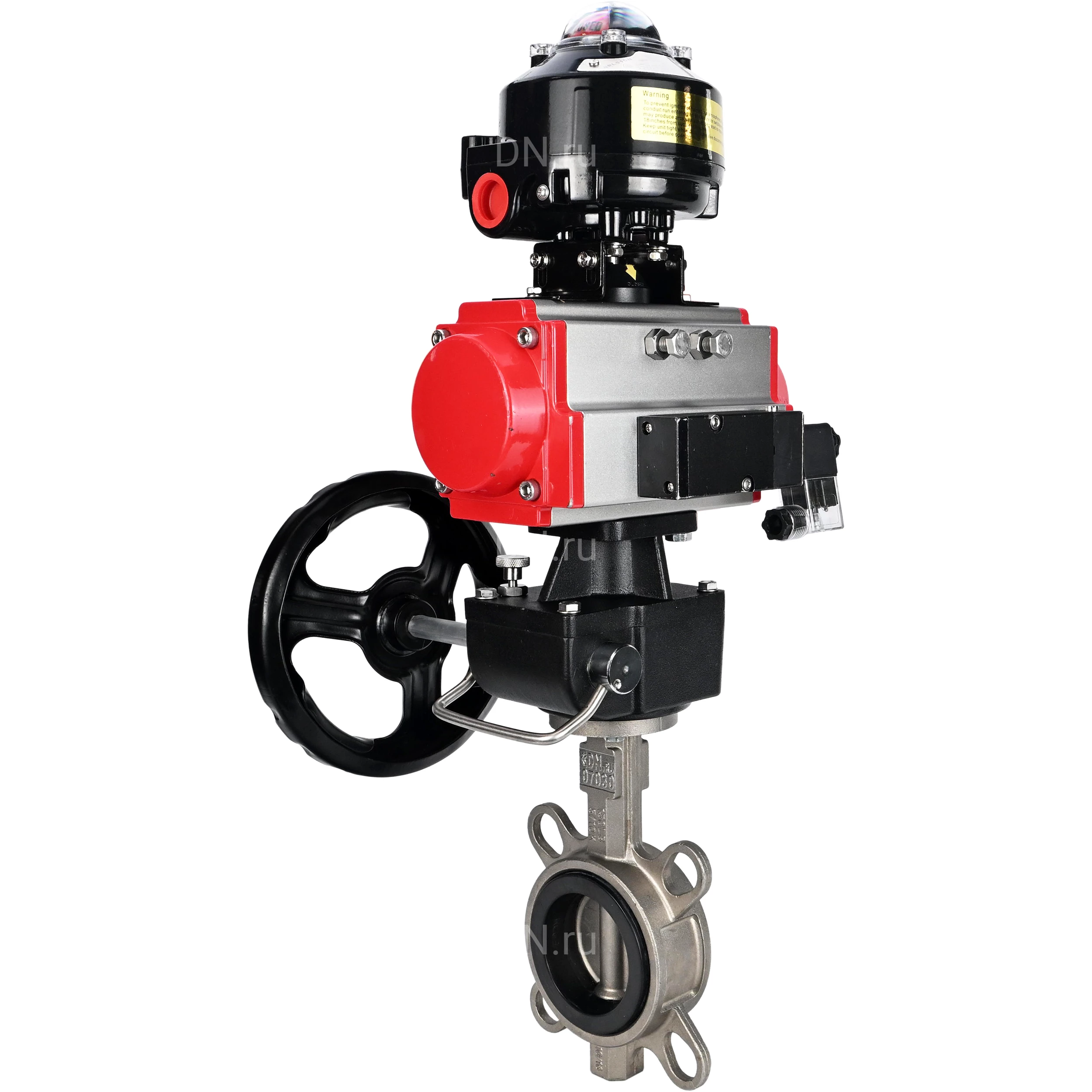 Изображение товара Затвор дисковый поворотный DN.ru WBV3131E-2W-Fb-H Ду65, нержавейка, пневмопривод
