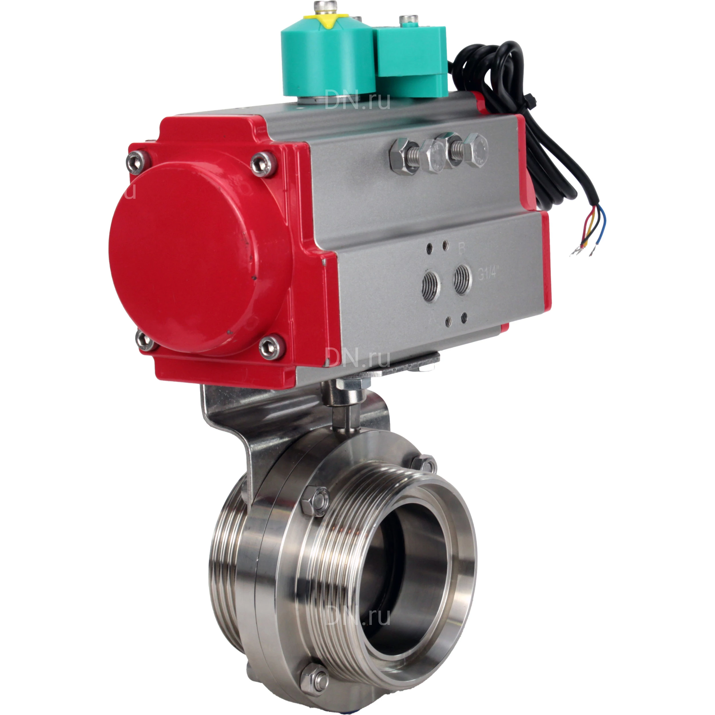 Изображение товара Затвор дисковый поворотный DN.ru WBV3131S-2W-T-H Ду50 ру10 резьбовой пищевая нержавеющая сталь