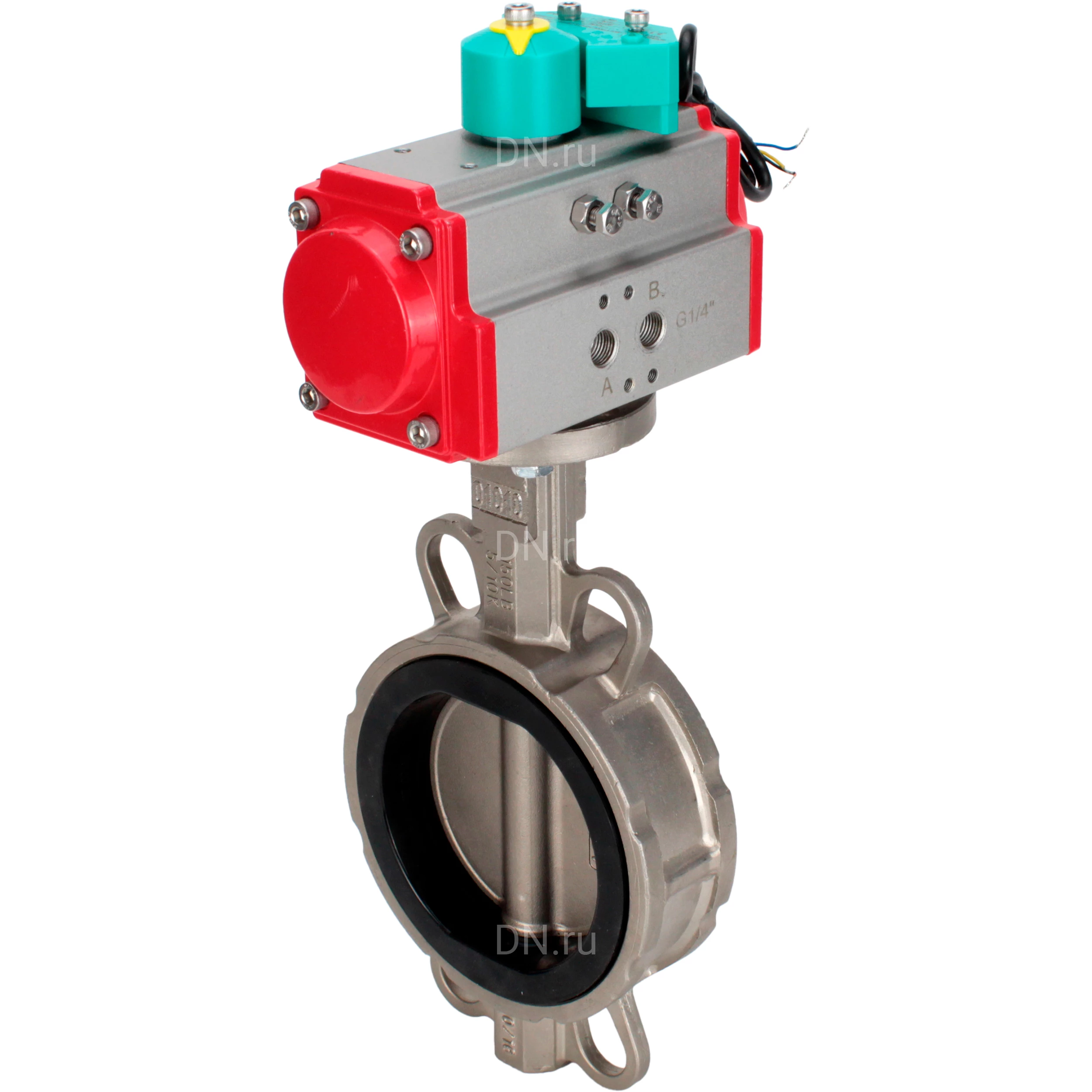 Изображение товара Затвор дисковый поворотный DN.ru WBV3232E-2W-Fb-H Ду40 Ру16 нержавеющая сталь