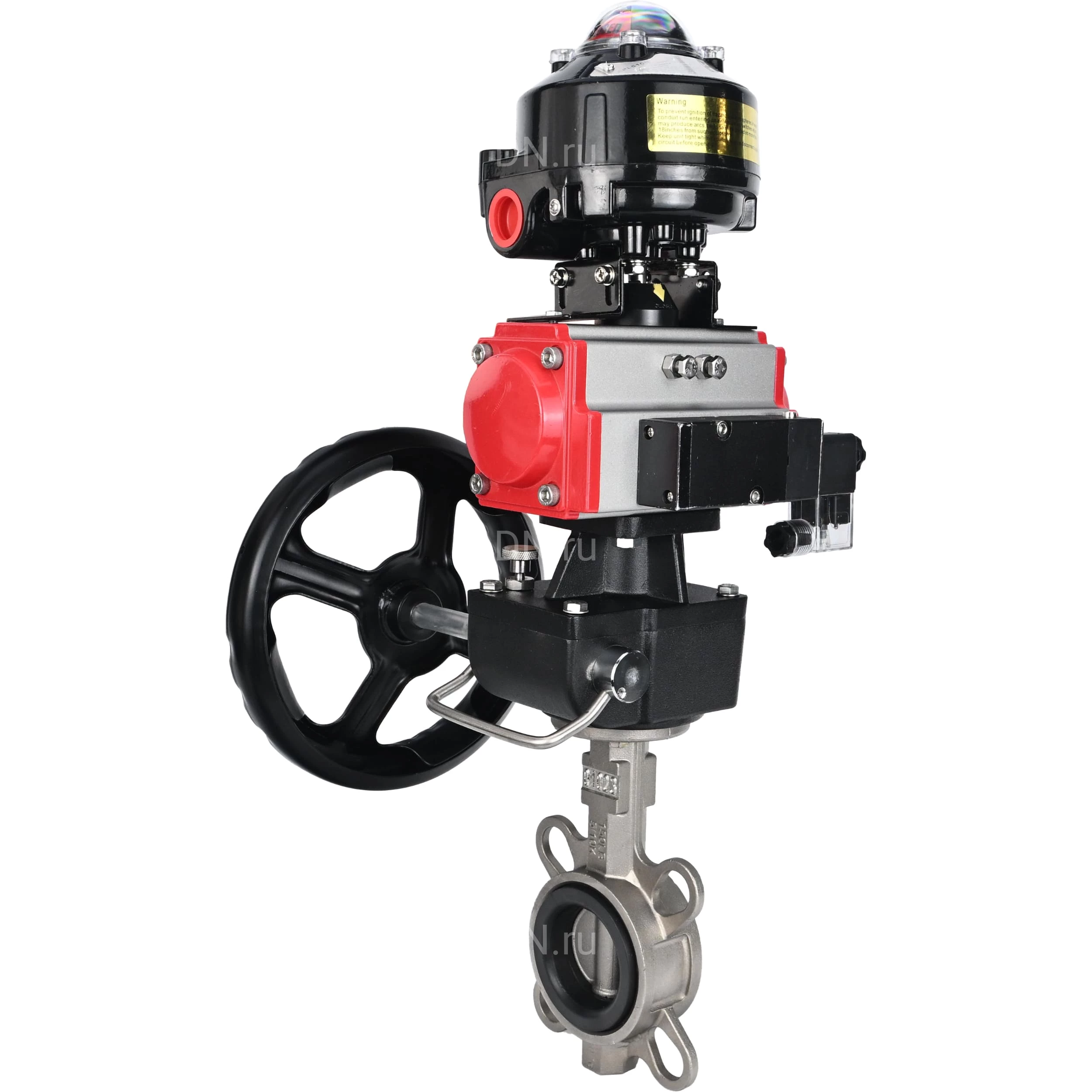 Изображение товара Затвор дисковый поворотный DN.ru WBV3232V-2W-Fb-H Ду125 Ру16 нержавеющая сталь