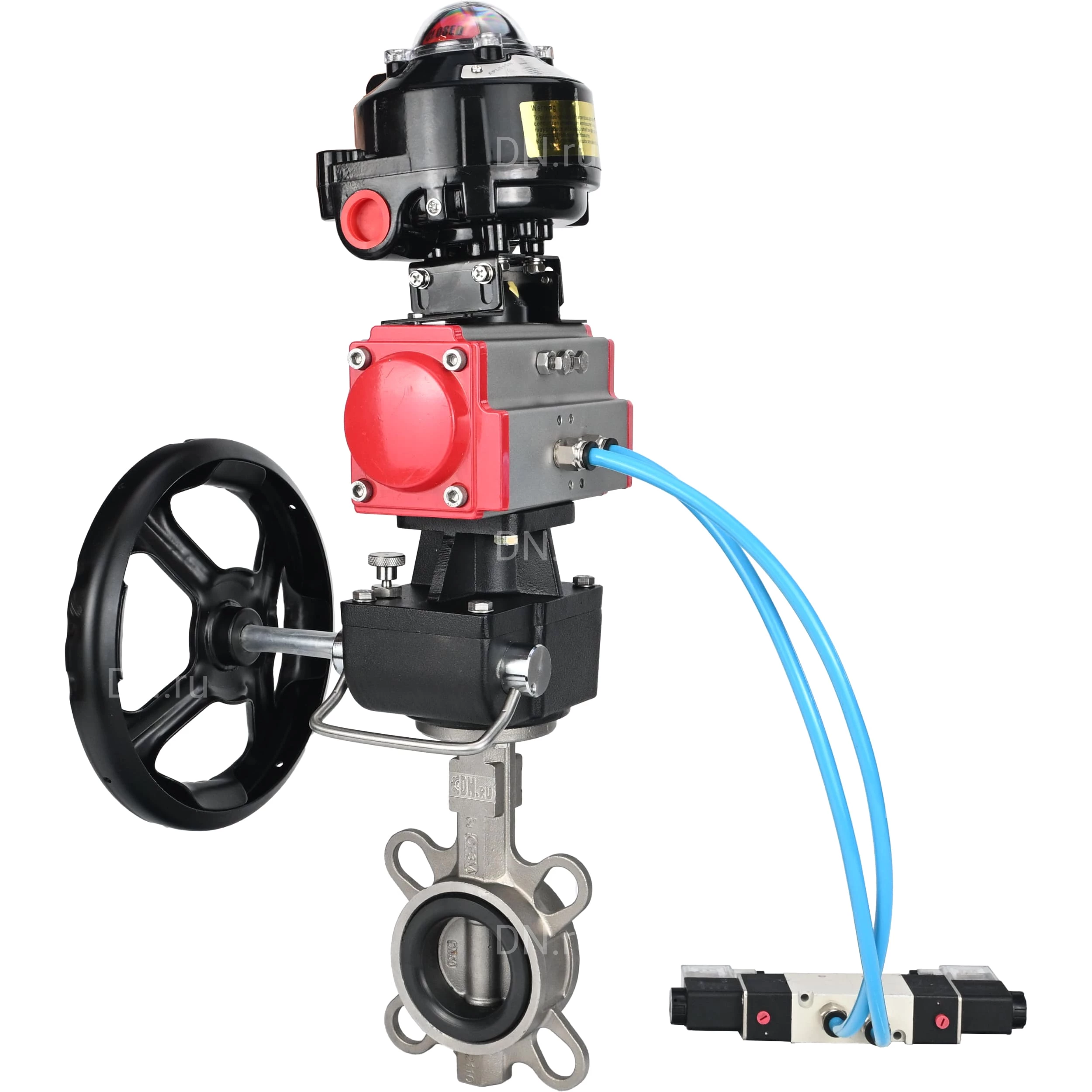 Изображение товара Затвор дисковый поворотный DN.ru WBV3232V-2W-Fb-H Ду80 Ру16 с пневмоприводом