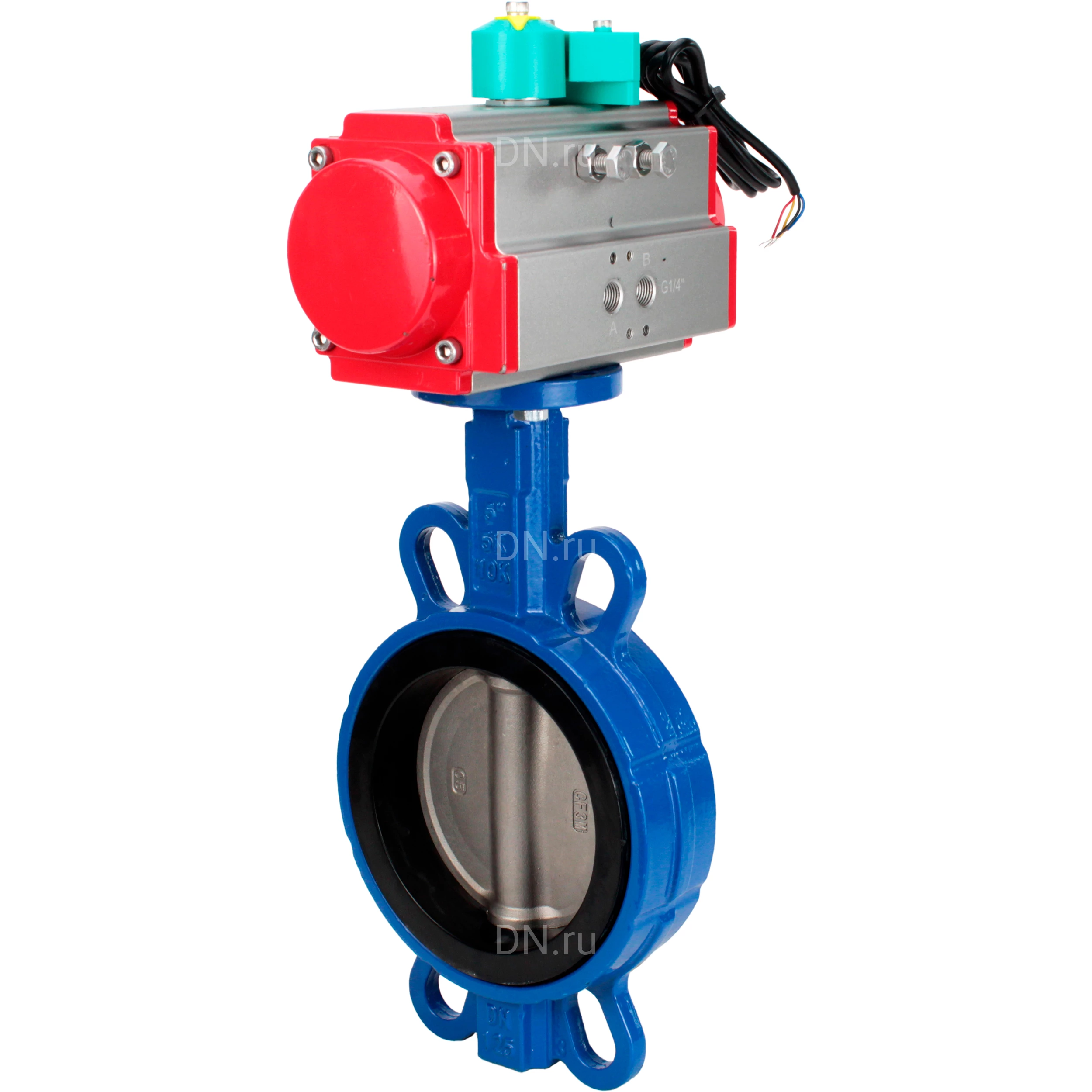Изображение товара Затвор дисковый поворотный DN.ru WBV3432V-2W-Fb-H Ду65 Ру16 с пневмоприводом