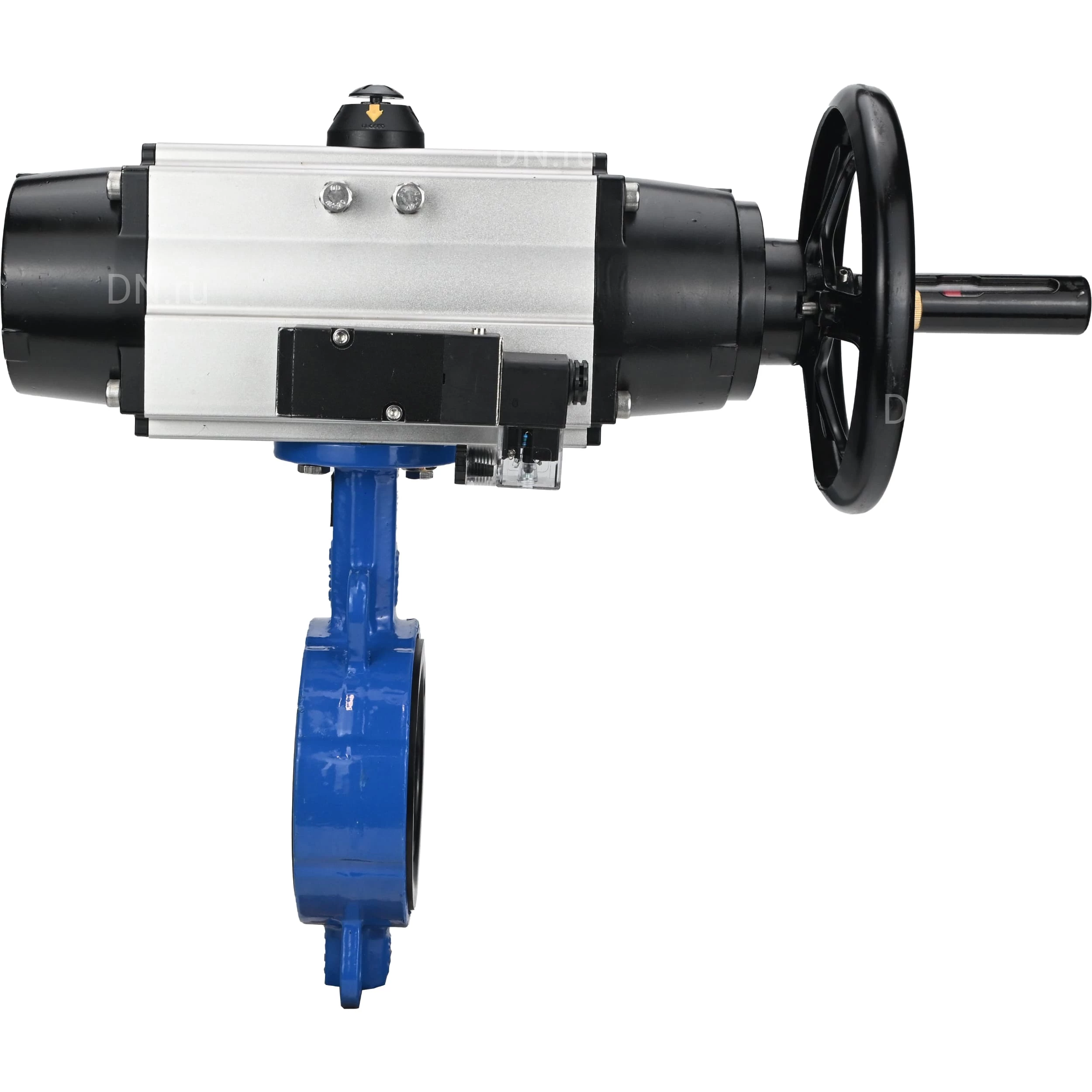 Изображение товара Затвор дисковый поворотный DN.ru WBV3432E-2W-Fb-H Ду150 Ру16 с пневмоприводом