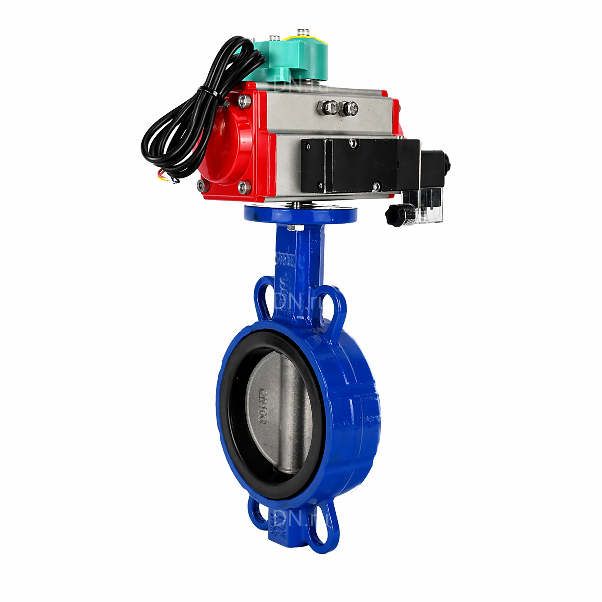 Изображение товара Затвор дисковый DN.ru WBV3432V-2W-Fb-H 80 Ду, пневмопривод, Viton