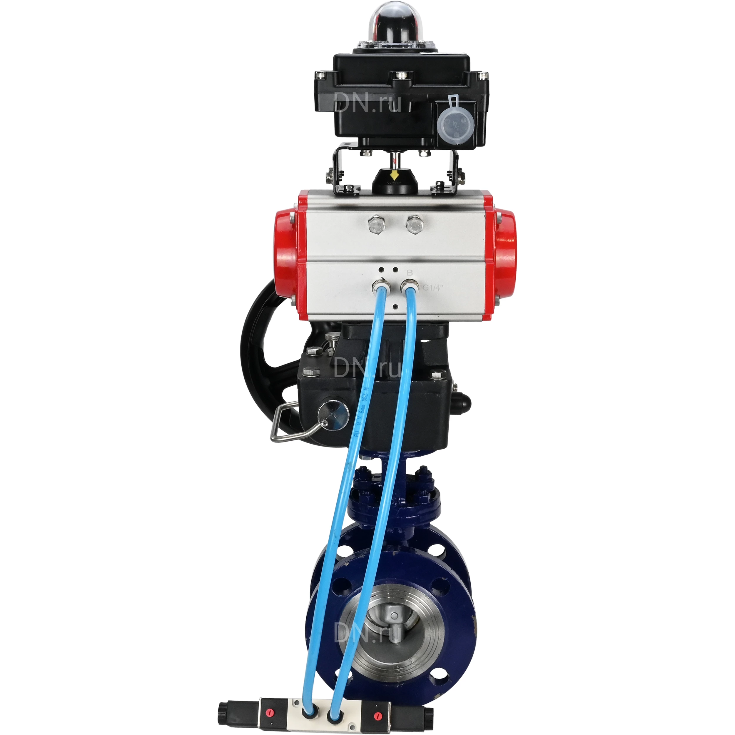 Изображение товара Затвор дисковый поворотный DN.ru WBV3EX-3432M-1W-F-ISO Ду125 РФ с пневмоприводом