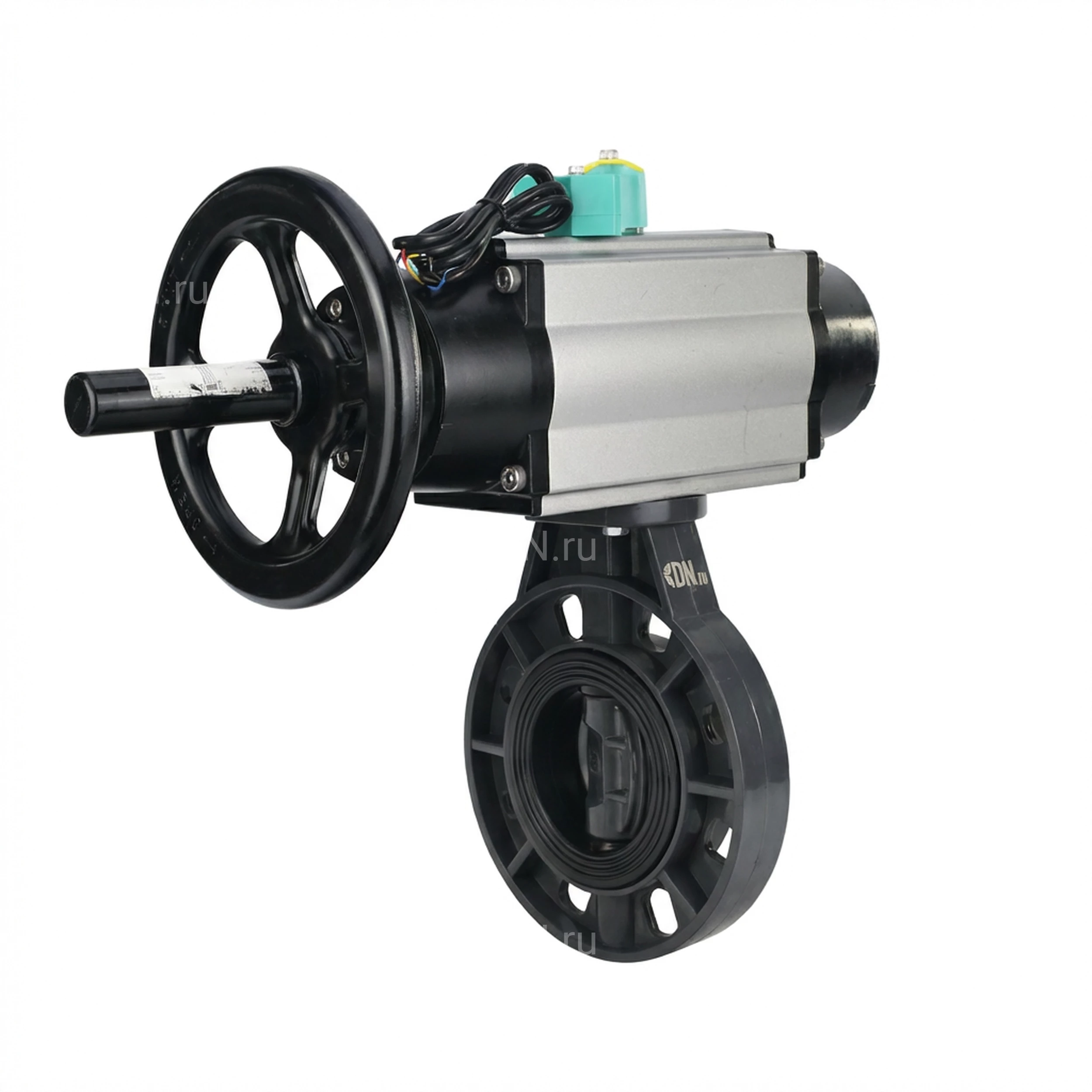 Изображение товара Затвор дисковый поворотный DN.ru WBV4242E-2W-Fb-ISO с пневмоприводом