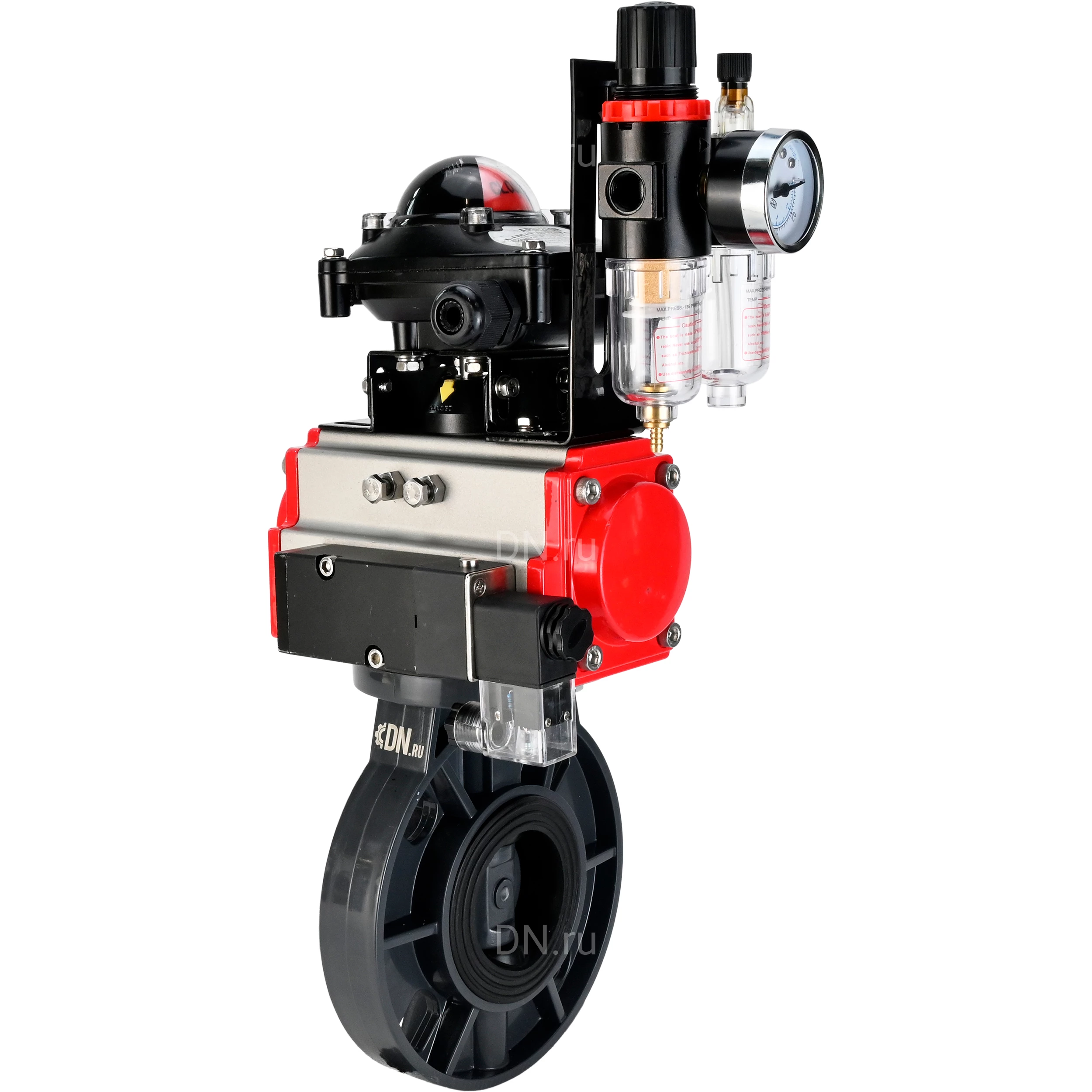 Изображение товара Дисковый поворотный затвор DN.ru WBV4242E-2W-Fb-ISO 80 мм Ру10 пневмоуправление