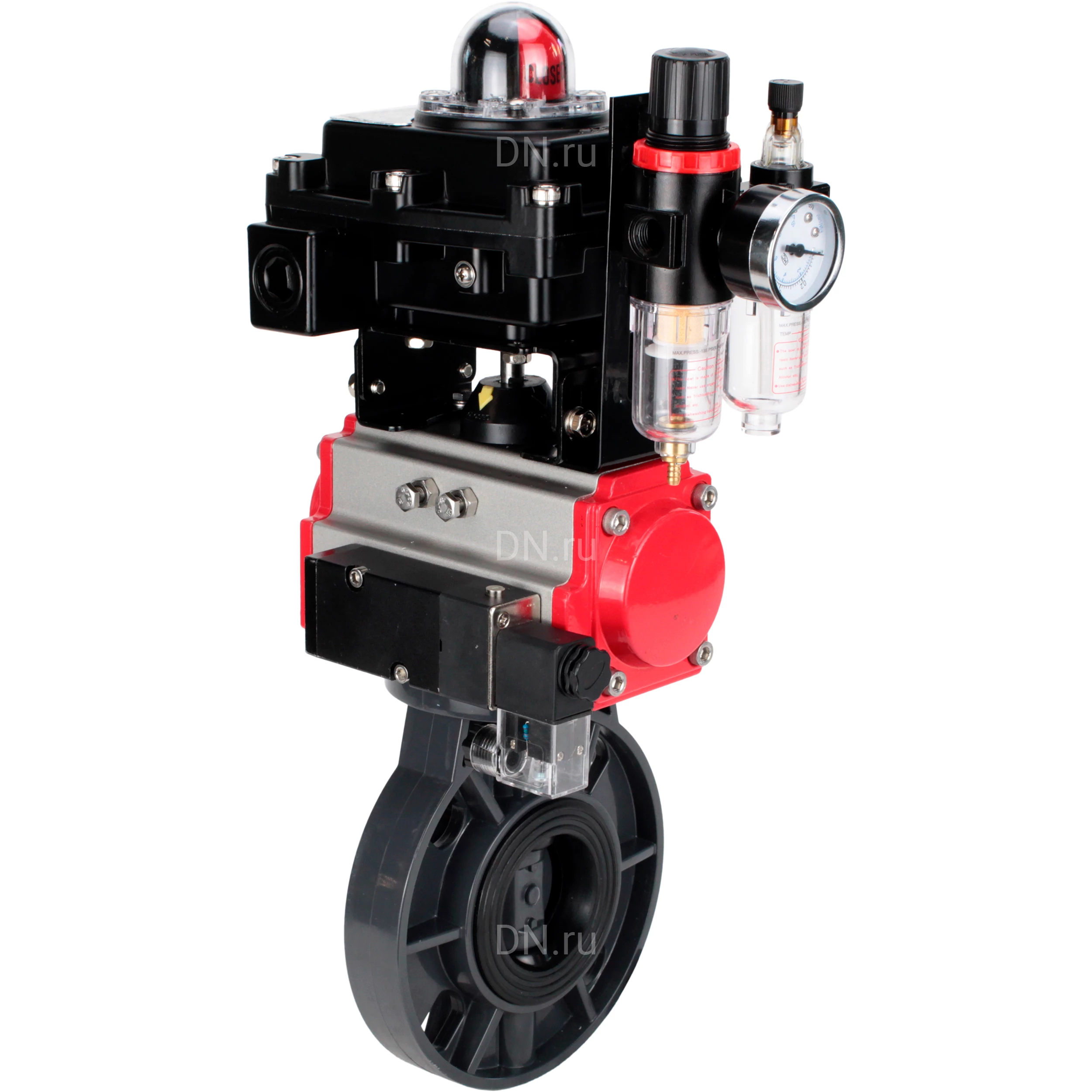 Изображение товара Затвор дисковый поворотный DN.ru WBV4242E-2W-Fb-ISO Дн80 Ру10 с пневмоприводом