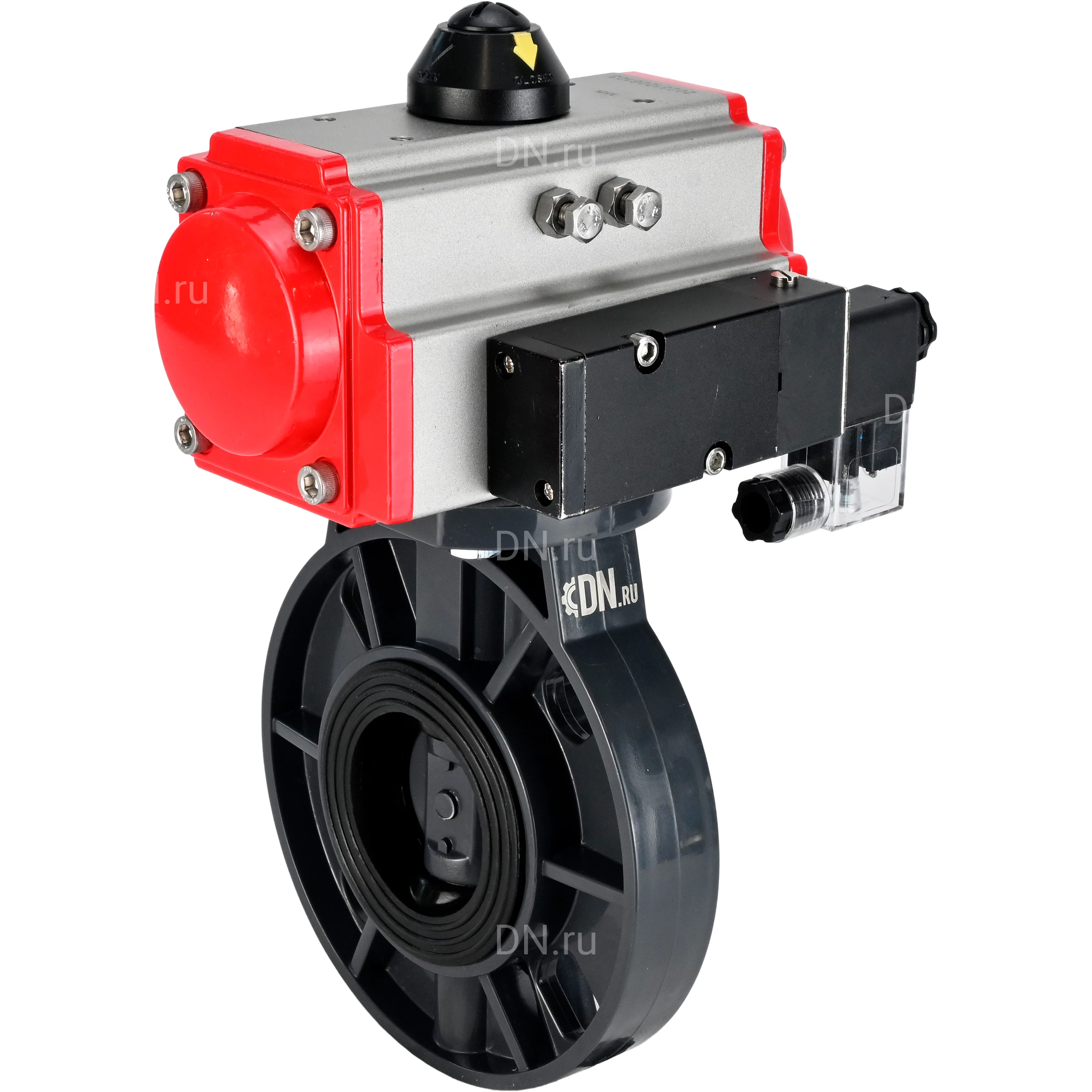 Изображение товара Затвор дисковый поворотный DN.ru WBV4242E-2W-Fb-ISO 50 мм с пневмоприводом