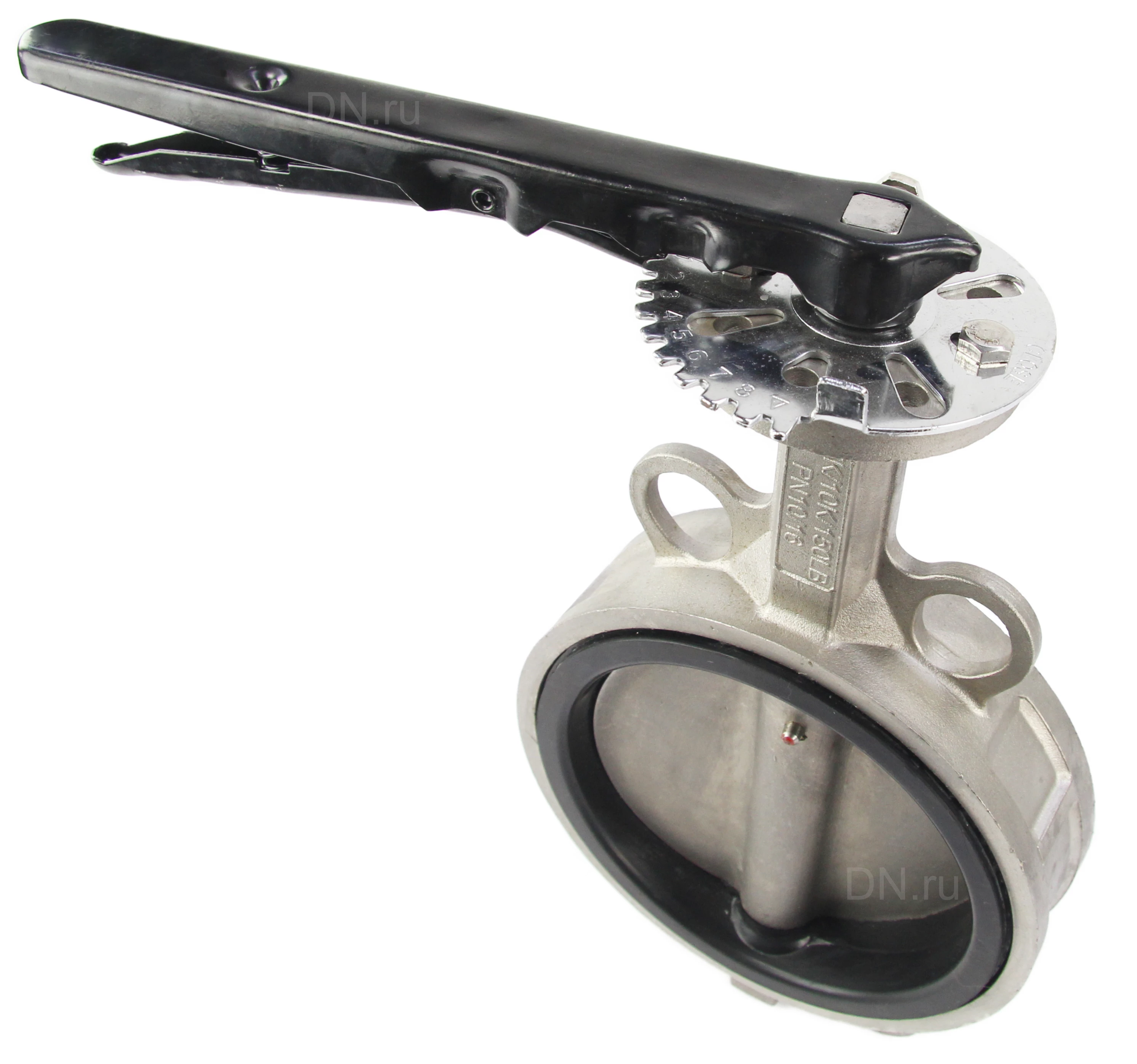 Изображение товара Затвор дисковый поворотный DN.ru WBV3232E-2W-Fb-H Ду150 Ру16 нержавеющая сталь