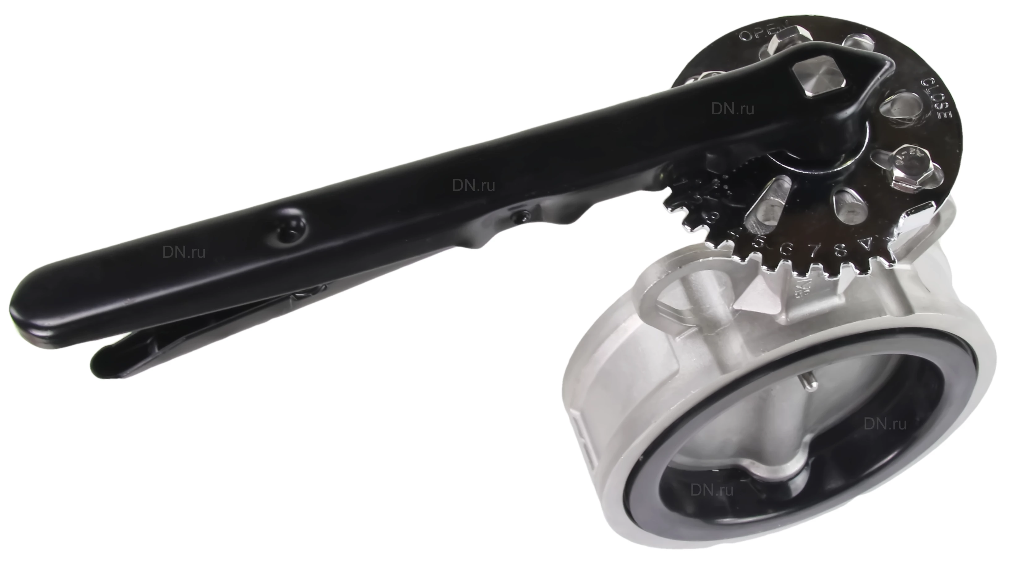 Изображение товара Затвор дисковый поворотный DN.ru WBV3232N-2W-Fb-H Ду125 Ру16 нержавеющая сталь