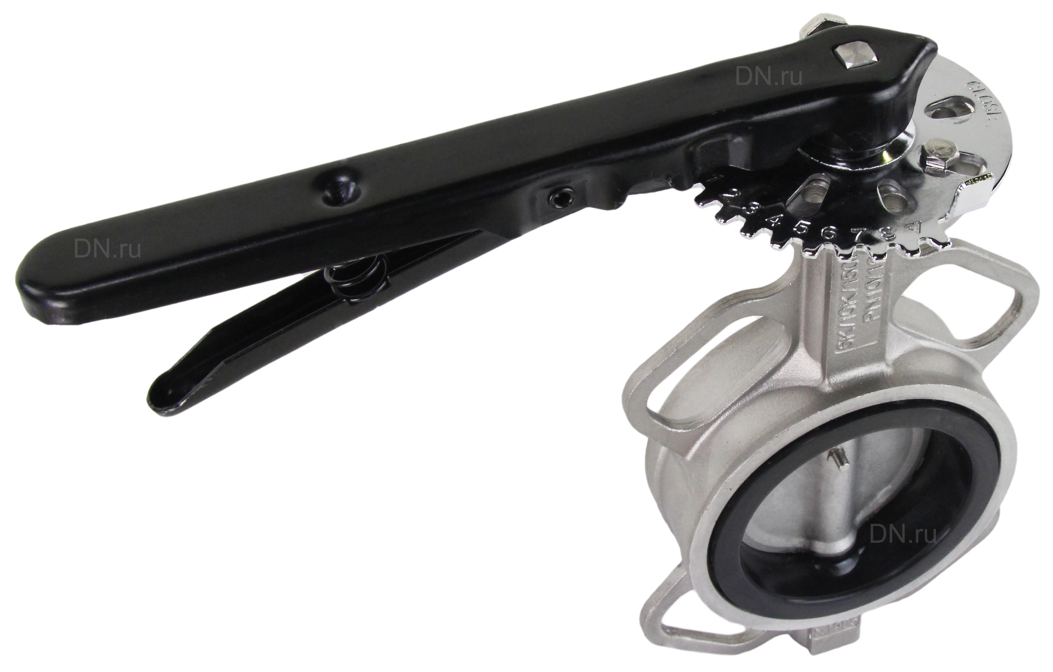 Изображение товара Затвор дисковый поворотный DN.ru WBV3232N-2W-Fb-H Ду80 Ру16 межфланцевый