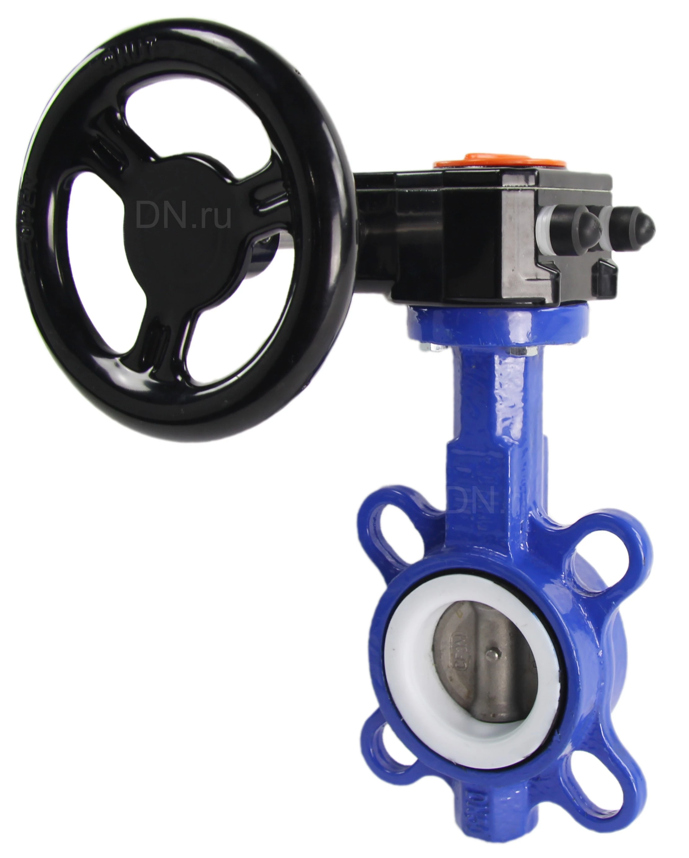 Изображение товара Затвор дисковый поворотный DN.ru WCB-316L-PTFE Ду40 Ру16 с редуктором