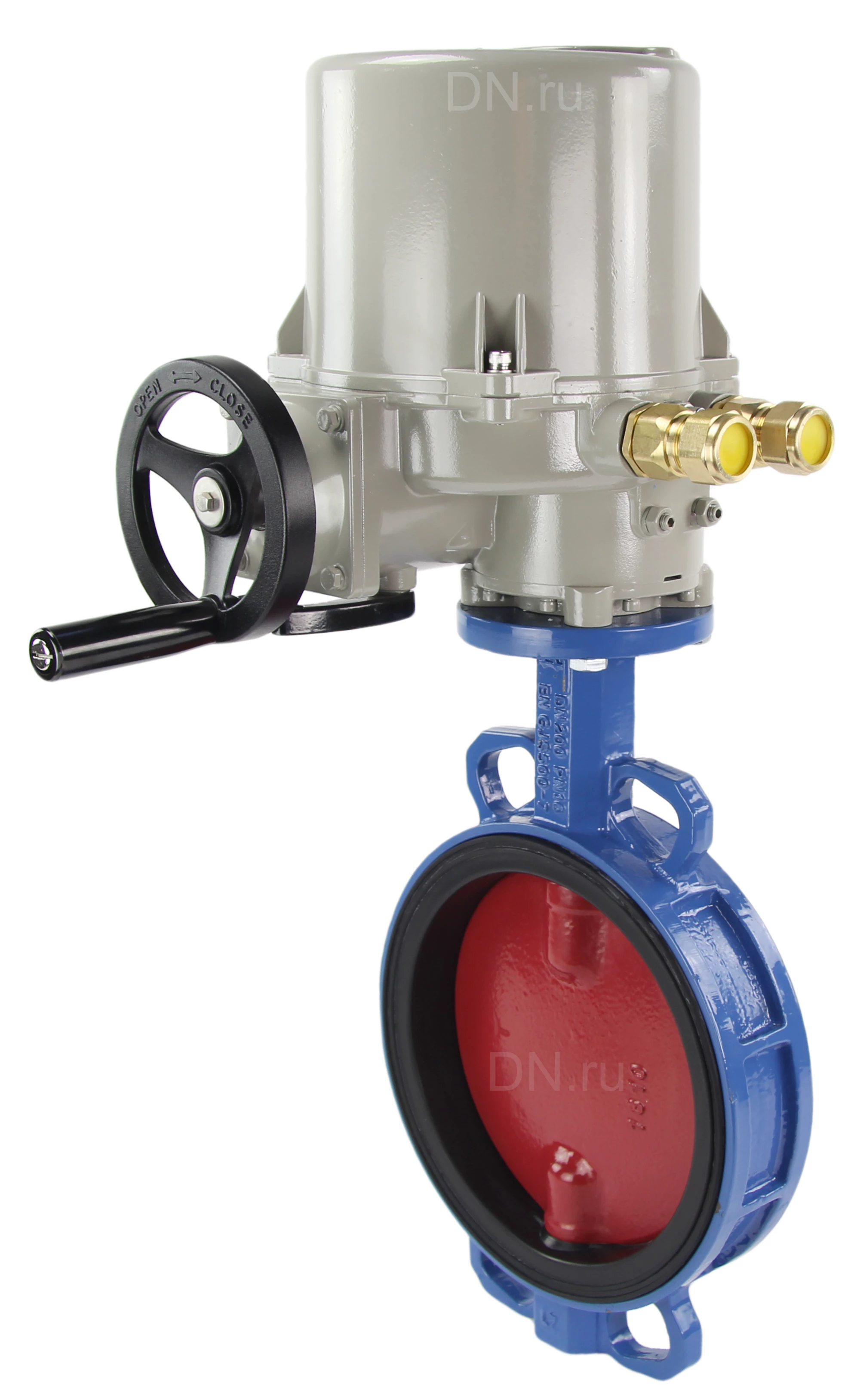 Изображение товара Затвор дисковый поворотный Tecofi VPI 4448 Ду100 Ру16 межфланцевый, корпус - ковкий чугун EN-GJS-500-7, диск - ковкий чугун EN-GJS-500-7, уплотнение - EPDM, со взрывозащищенным электроприводом ГЗ-ОФВ-45/11К, 24В