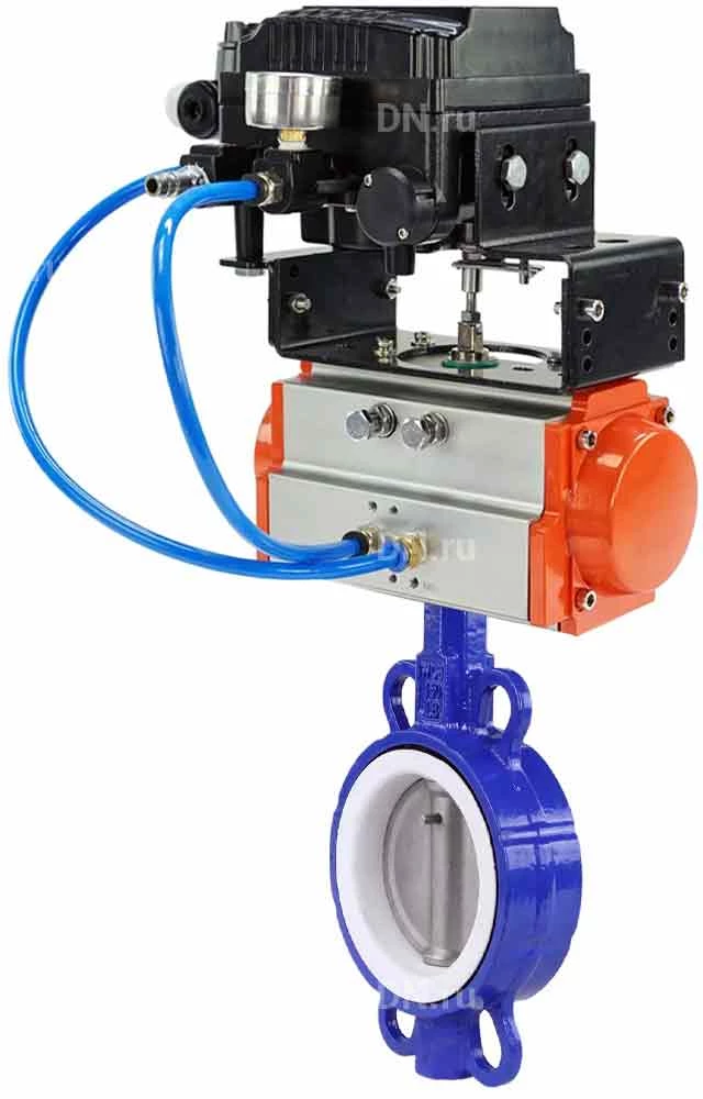 Изображение товара Поворотный затвор дисковый DN.ru WBV3432P-2W-Fb-H Ду65 Ру16 с пневмоприводом