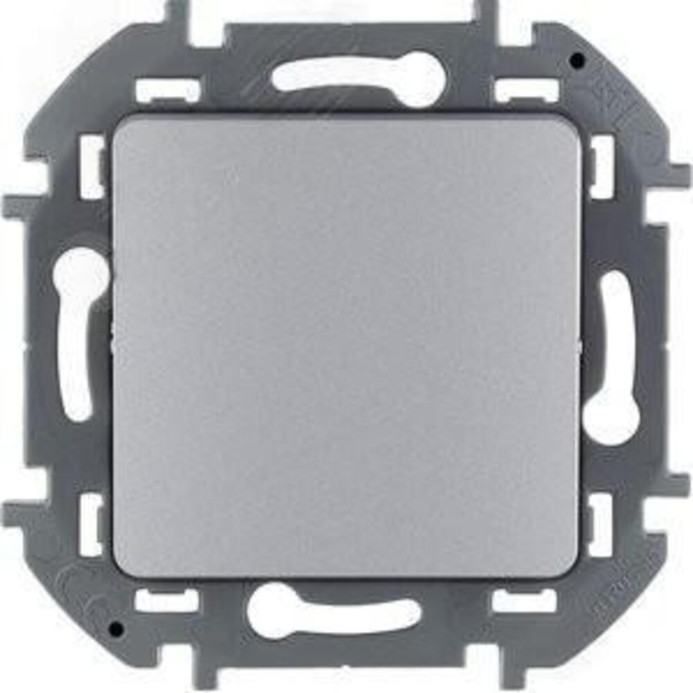 Выключатель одноклавишный Legrand INSPIRIA скрытой установки, номинальный ток - 10 А, степень защиты IP20, цвет - алюминий