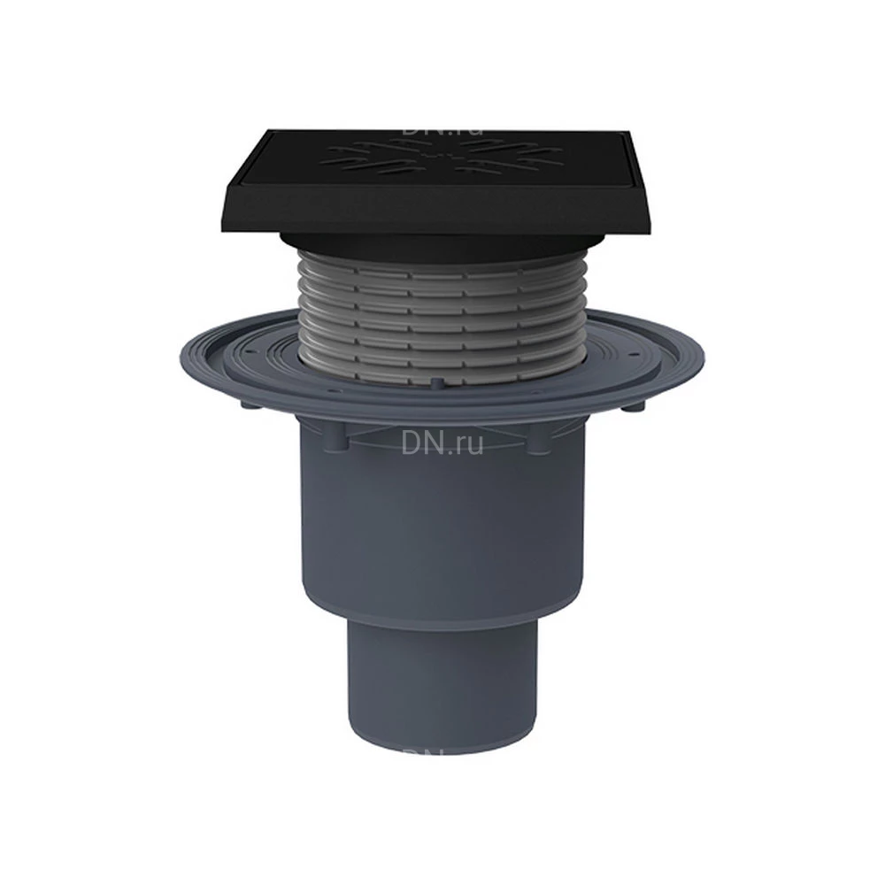 Трап регулируемый HL HL310PrblueG Дн50/75/110 с сифоном Primus blue, корпус - полипропилен, с чугунной решеткой 137x137мм, вертикальный выпуск