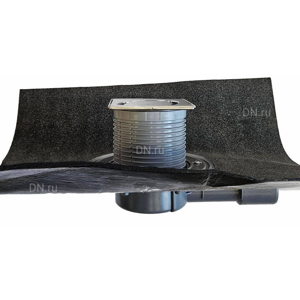 Трап регулируемый HL HL510HPrblue-3000 Дн40/50 с сифоном Primus blue, с фиксацией Klick-Klack, корпус - полипропилен/полимербитумное полотно, с нержавеющей решеткой 115x115мм, горизонтальный выпуск