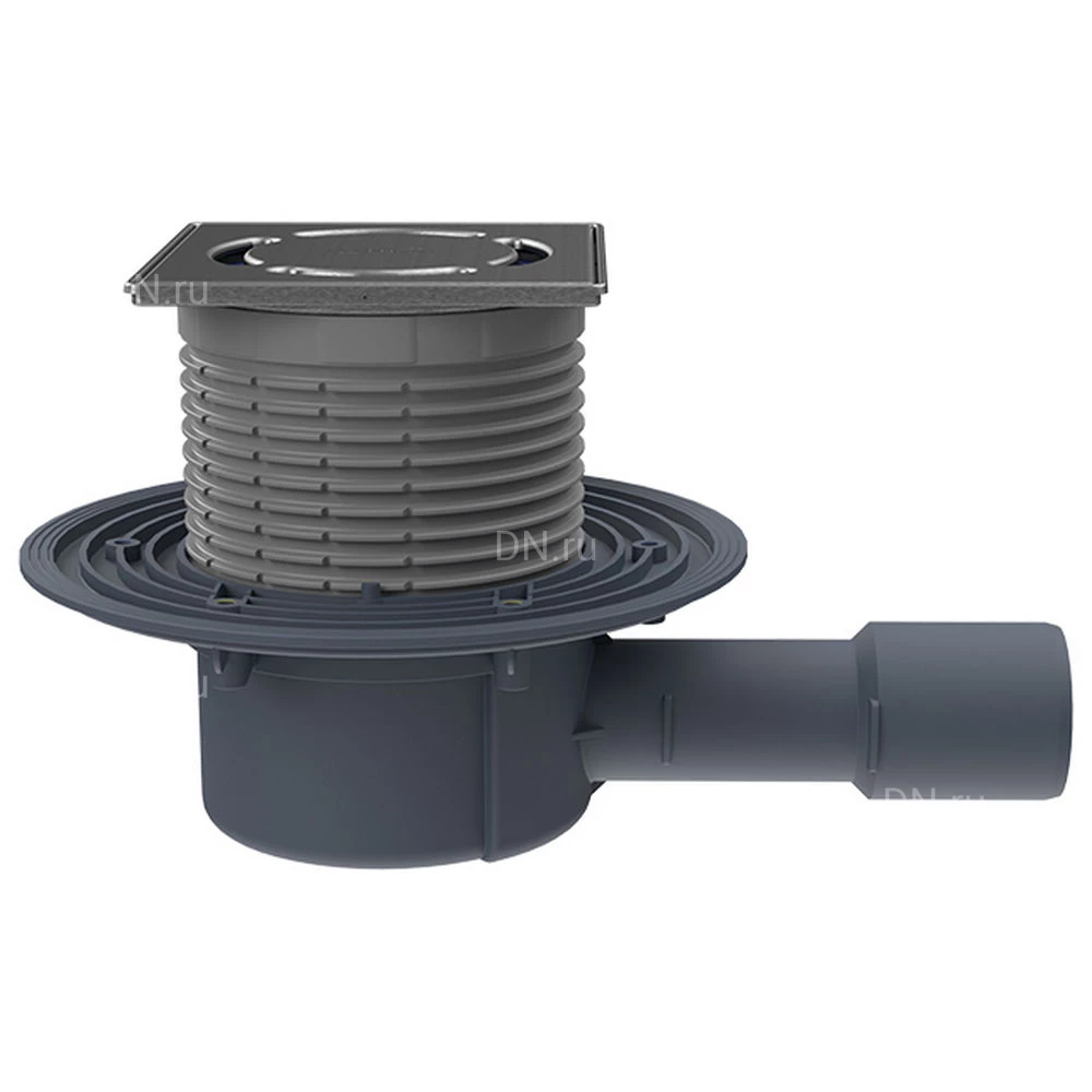 Трап регулируемый HL HL510Prblue-3000 Дн40/50 с сифоном Primus blue, с фиксацией Klick-Klack, корпус - полипропилен, с нержавеющей решеткой 115x115мм, горизонтальный выпуск