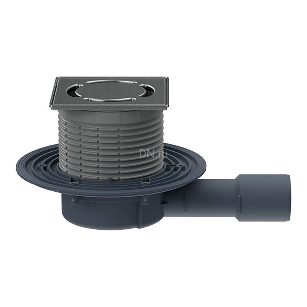 Трап регулируемый HL HL90Prblue-3000 Дн40/50 с сифоном Primus blue, с фиксацией Klick-Klack, корпус - полипропилен, с нержавеющей решеткой 115x115мм, горизонтальный выпуск