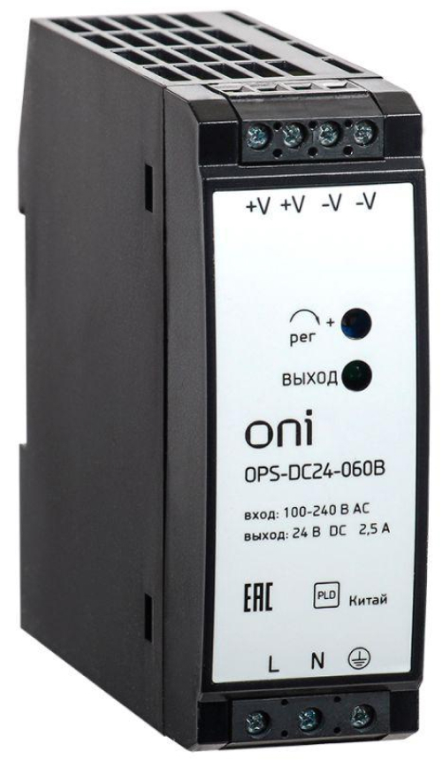 Блок питания ONI OPS 220В AC/24В DC 30Вт, мощность 30 Вт, ток 1.25 А, степень защиты IP20, подключение винтовое
