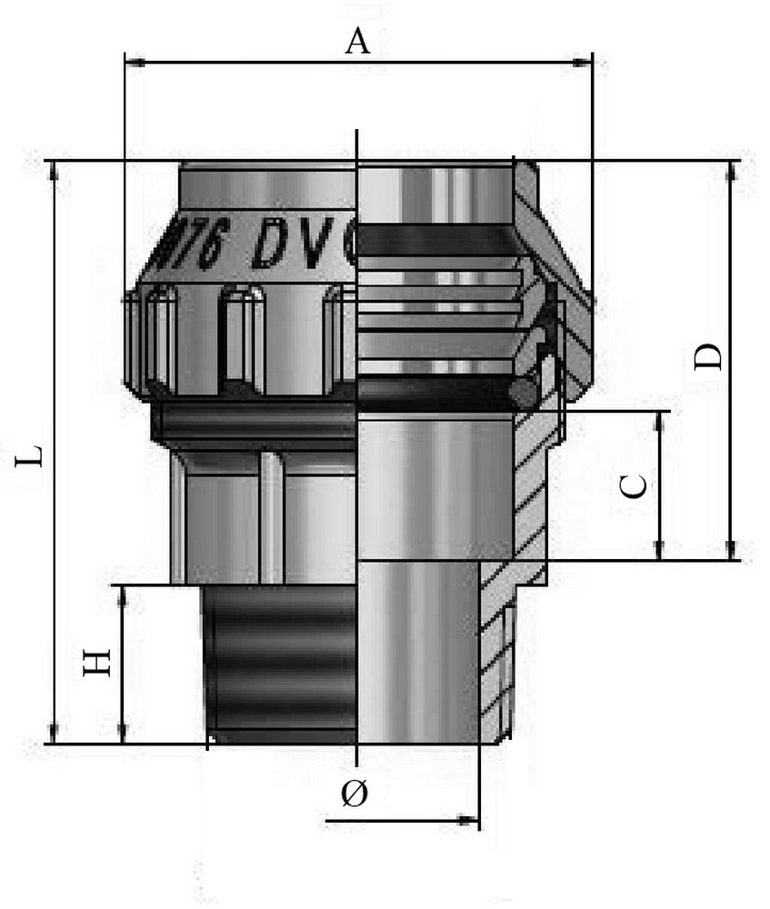 Муфта TIEMME 3460cr Ду32 x 3/4″ Ру30 для металлопластиковых труб компрессионная, корпус - латунь CW617N, уплотнение - NBR, соединение - наружняя резьба/обжим