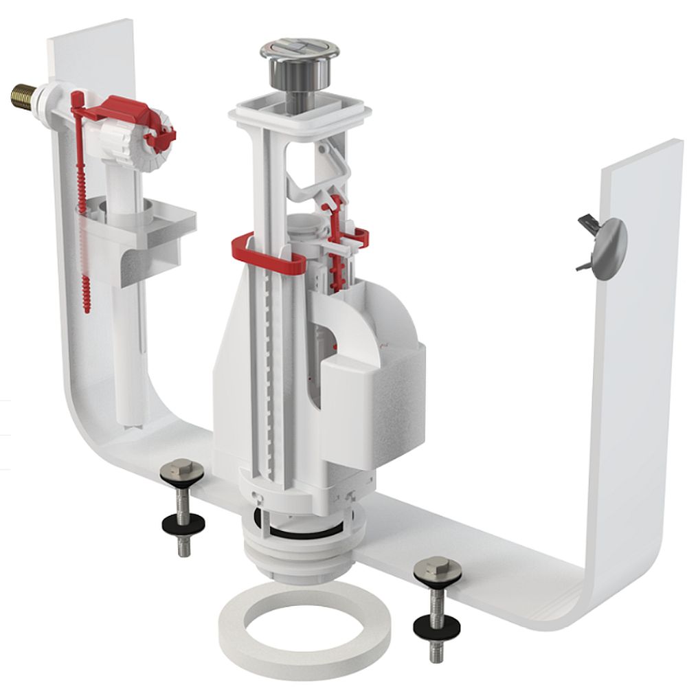 Арматура для бачка смывного Alca Plast SA08AK 3/8″ с 2 кнопками хром, впускной механизм А16 3/8, боковая подводка