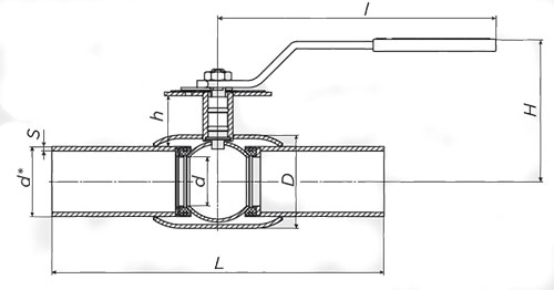 Кран шаровой ALSO КШ.П.BV.080.25-01 Ду80 Ру25 запорно-регулирующий, присоединение - под приварку, корпус - сталь 20, уплотнение - армированный Ф4, управление - ручка/рычаг